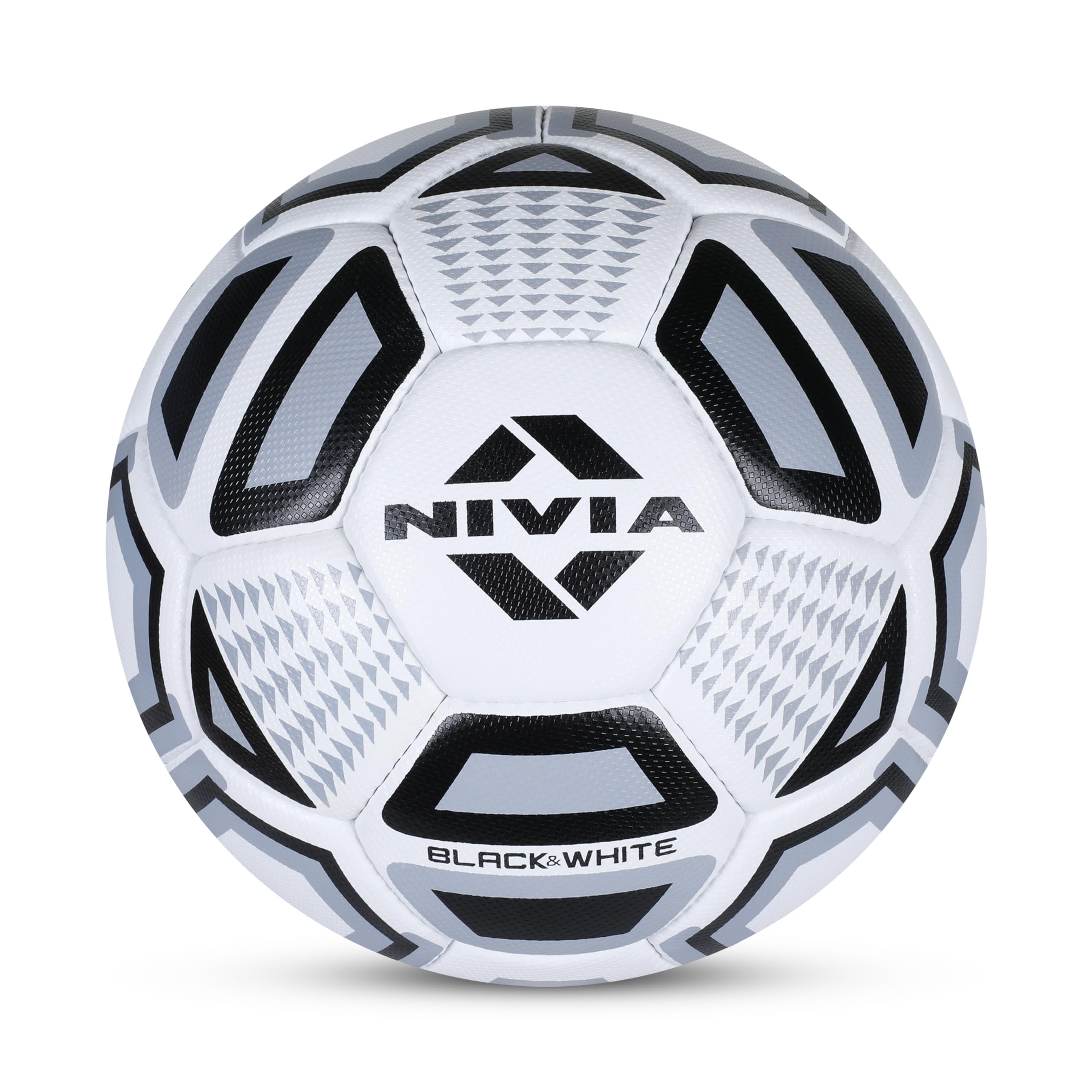 Nivia Black & White Football/Rubberized Stitched Football/32 Panel/Suitable for Hard Ground Without Grass/Training Football/for Men/Women/Size - 5 (Black/White)