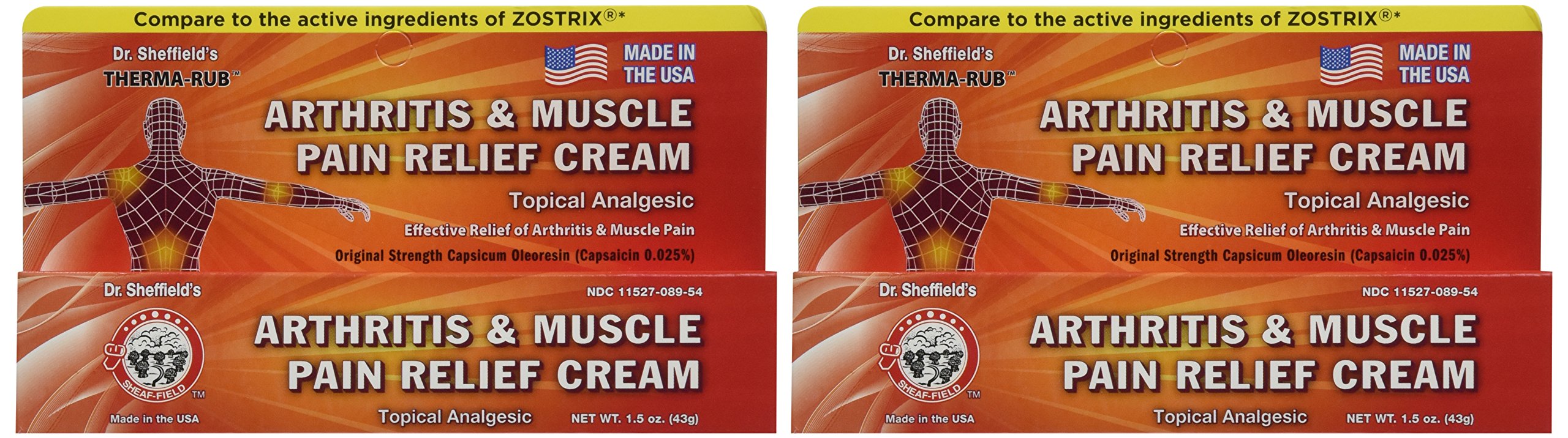 Dr. Sheffield'sTHERMA-RUB Arthritis and Muscle Pain Relief Cream, 1.5 oz. Tube (2-Pack)