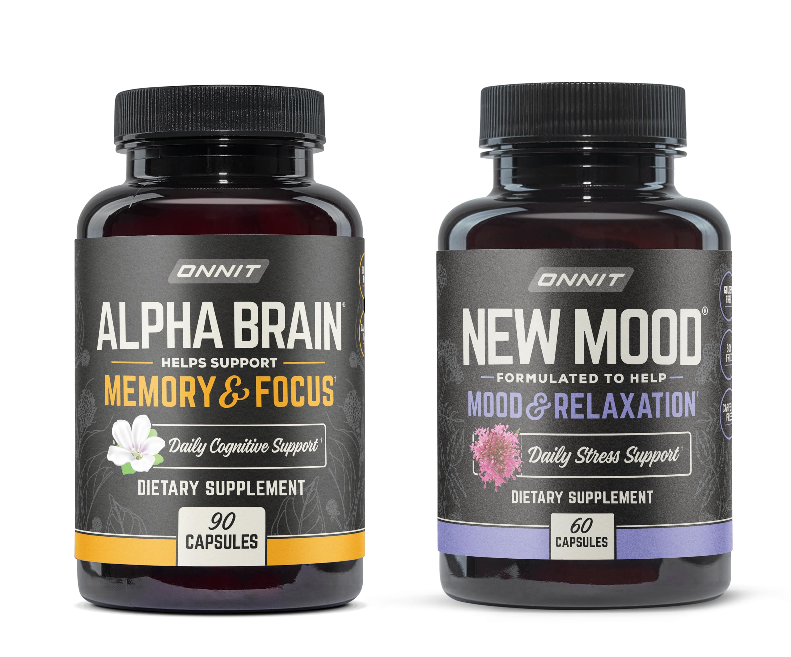 ONNIT Bundle - Alpha Brain (90ct) + New Mood (60ct)