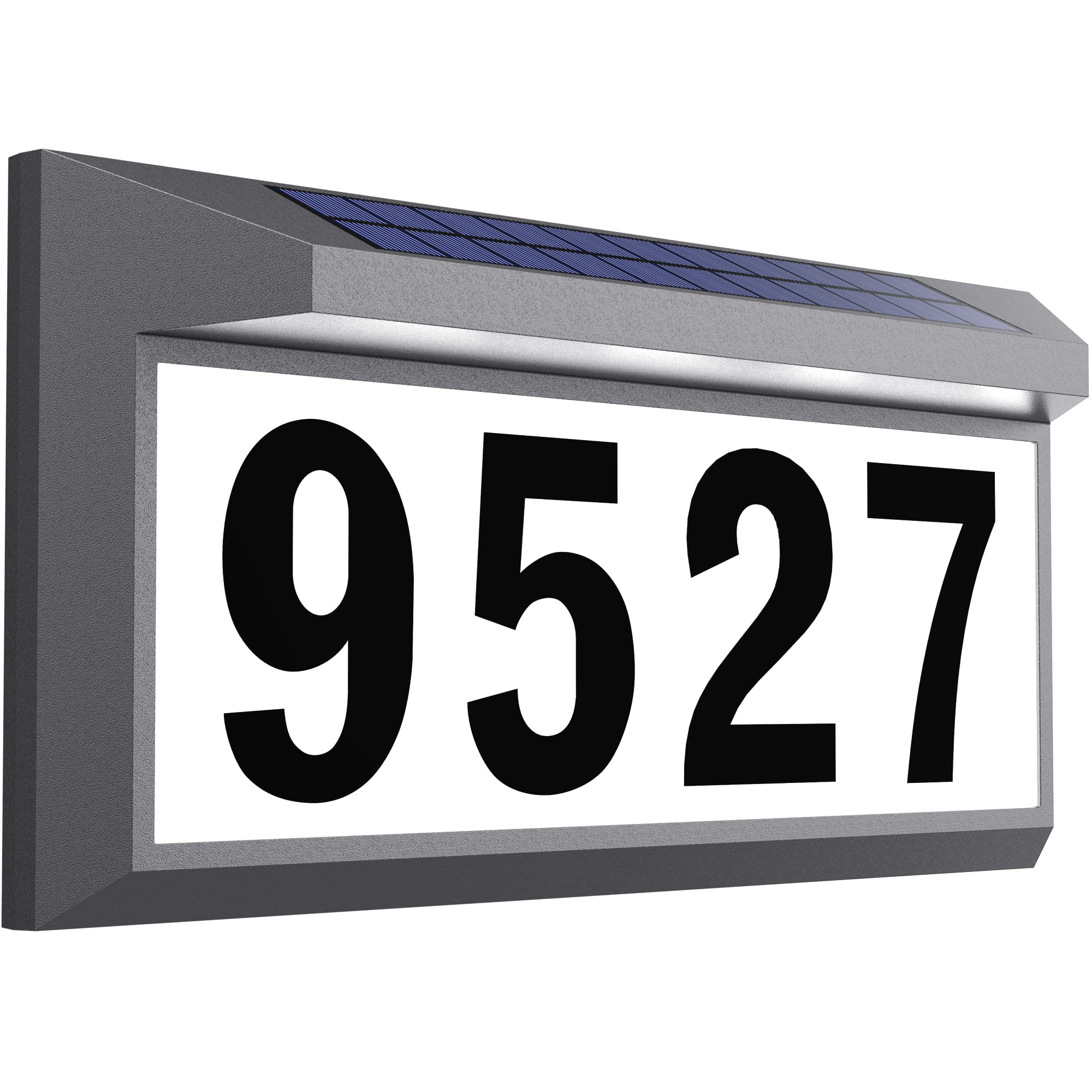 Solar Address Sign, Lighted Address Numbers Outdoor Waterproof, Illuminated LED Address Plaque, House Numbers for Outside, Grey