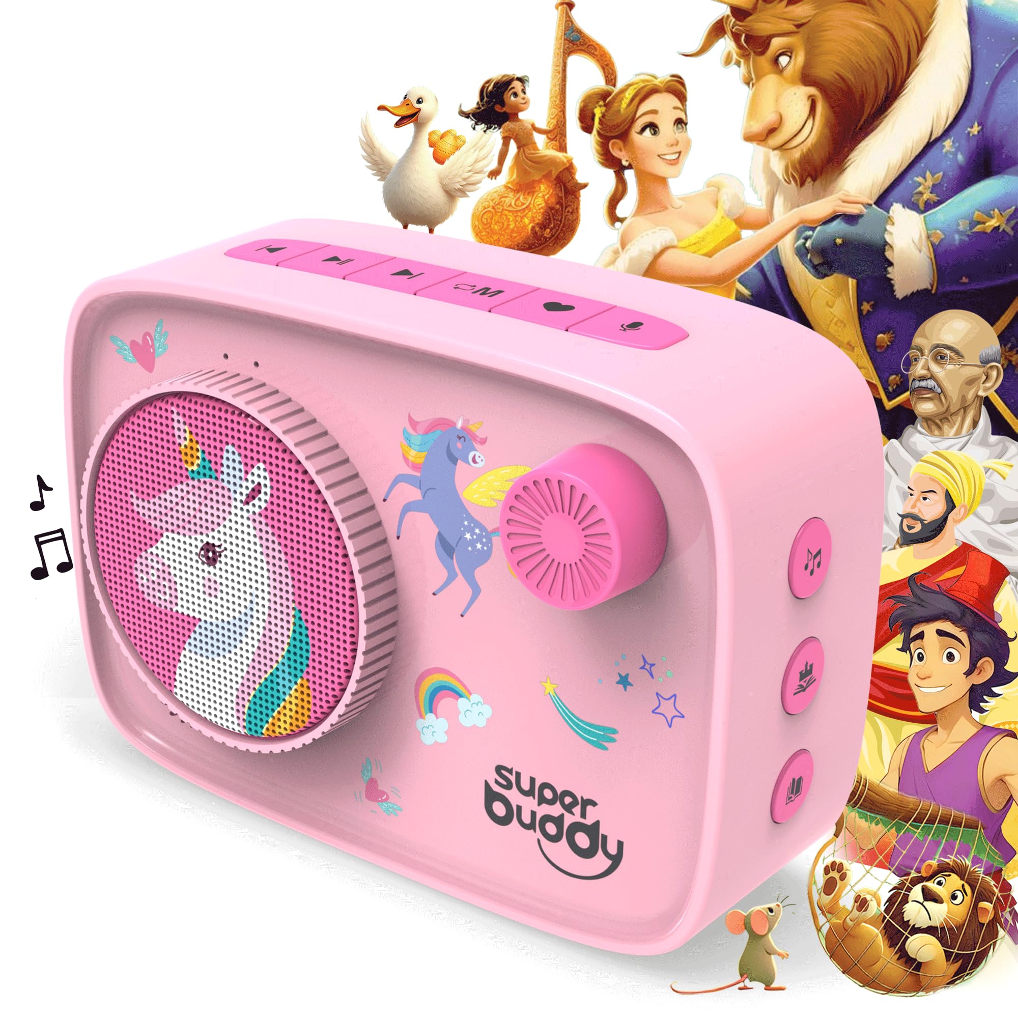 TARBULL Superbuddy Unicorn Toys For Girls - Kids Speaker With 900+ Stories & Rhymes Preloaded In English & Hindi | Voice Recording | Bluetooth | Birthday Gift For Girls | Toys For 2 + Year Old Girls