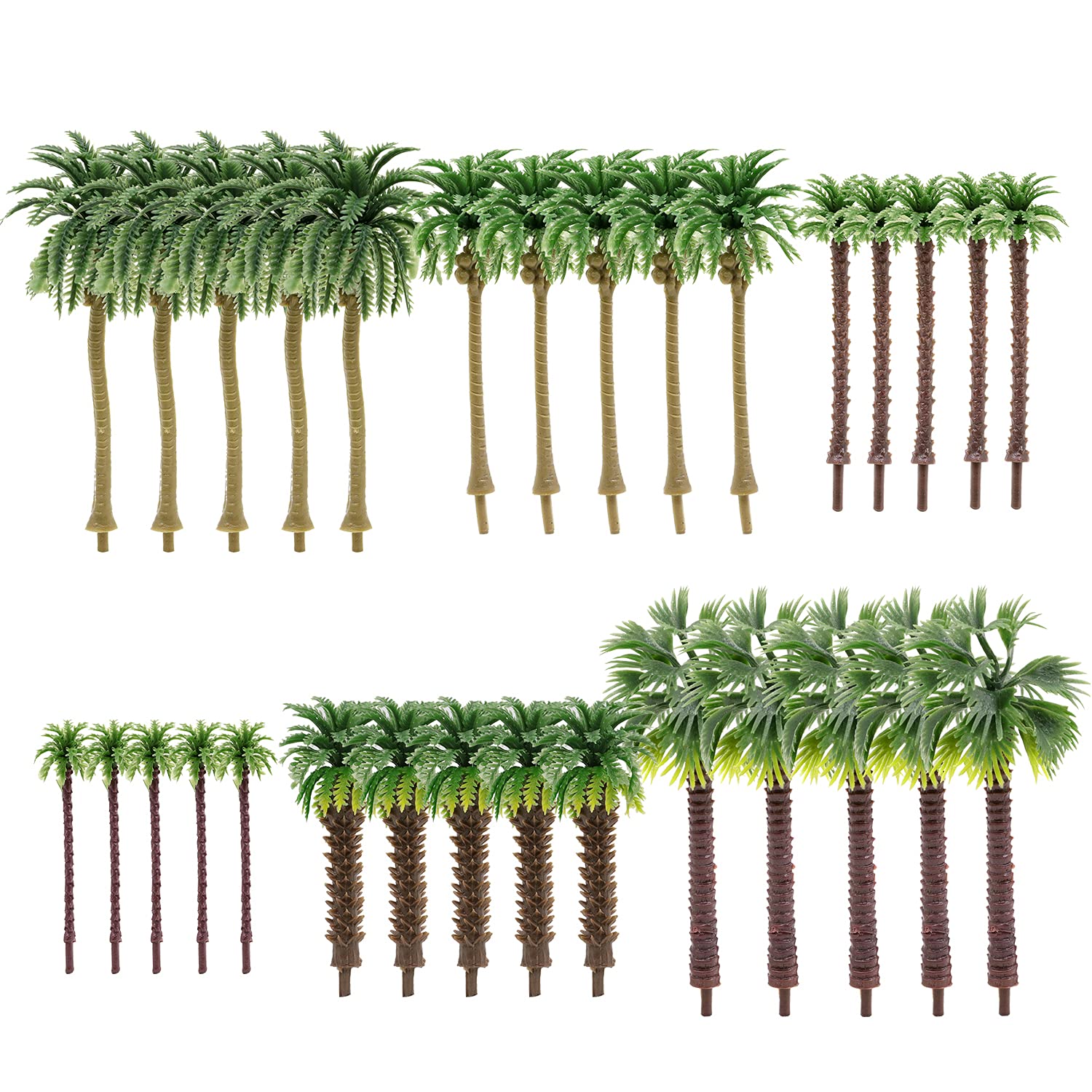 Darovly 30Pcs Palm Model Trees 1.97-3.54 inch (5-9cm) Green Palm Train Model Trees Diorama Scenery for Miniature Landscape Model Train Railways Building Decoration