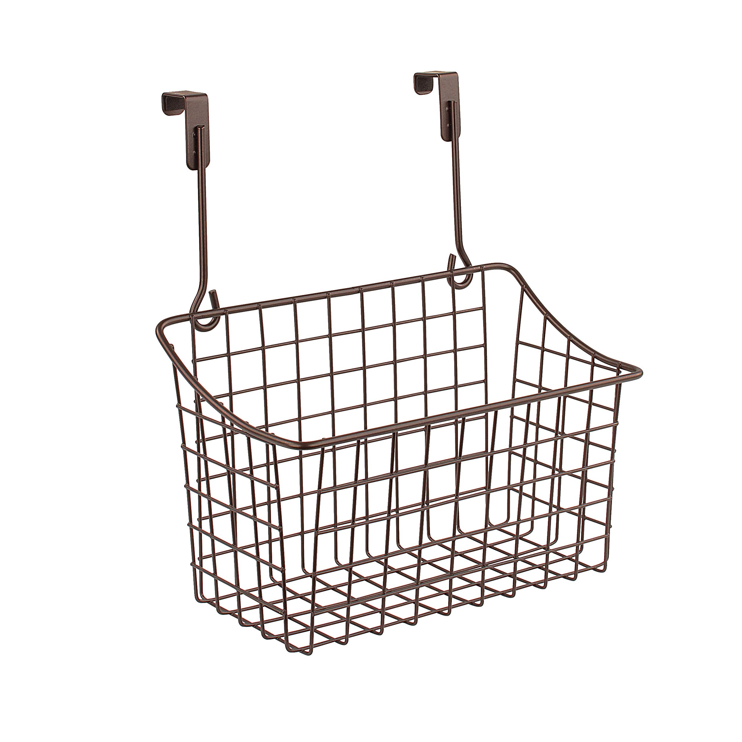 Spectrum Hanging Baskets for Organizing (Medium, Bronze) - Grid Over the Cabinet Wire Basket for Kitchen or Bathroom - Door Hanging Storage Organizer for Cleaning Supplies, Washcloths, & Hand Towels