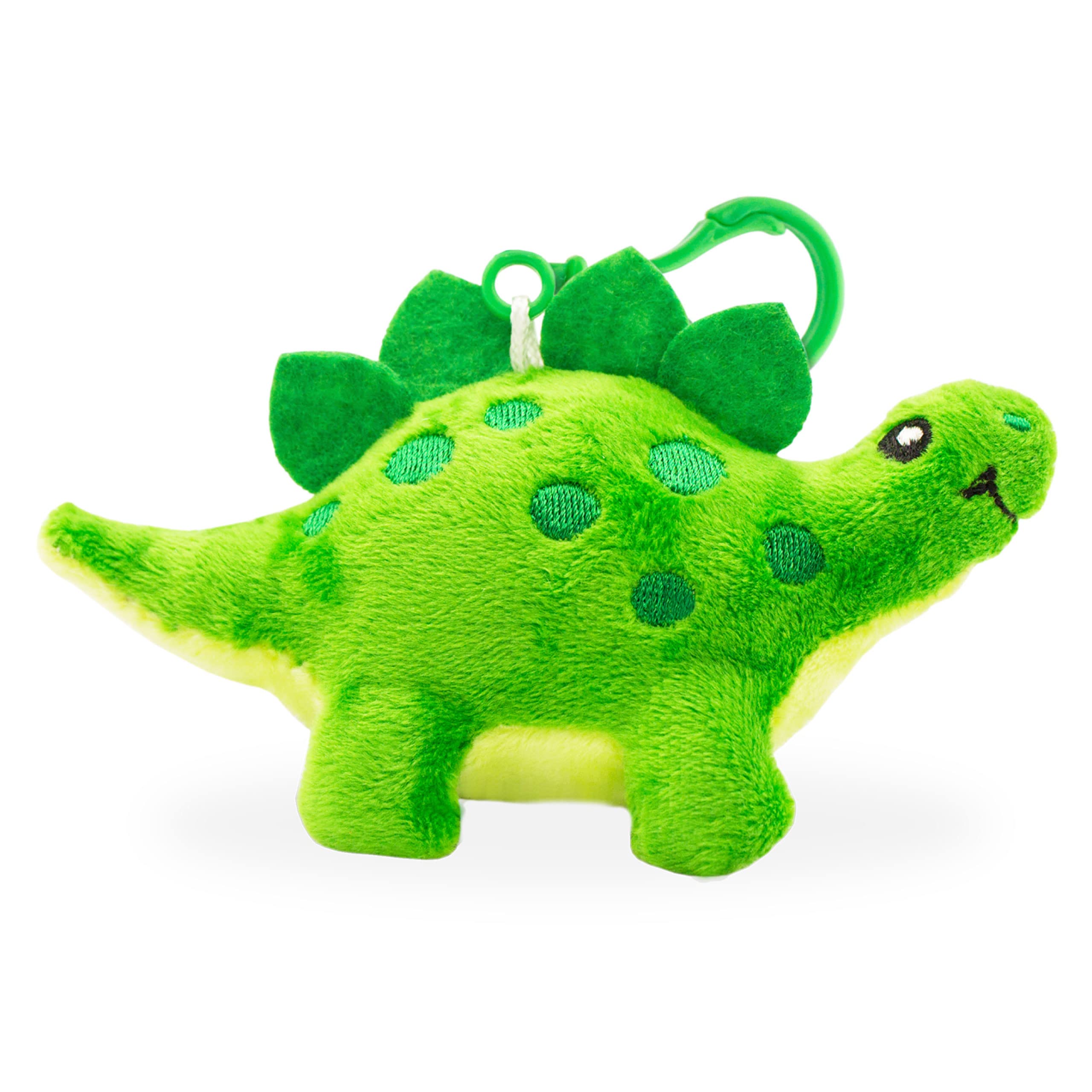 ScentcoDino Dudes Backpack Buddies - Patented Gourmet Scented Plush Toy Dinosaur Clips - Stegosaurus (Green Apple) - Stocking Stuffer