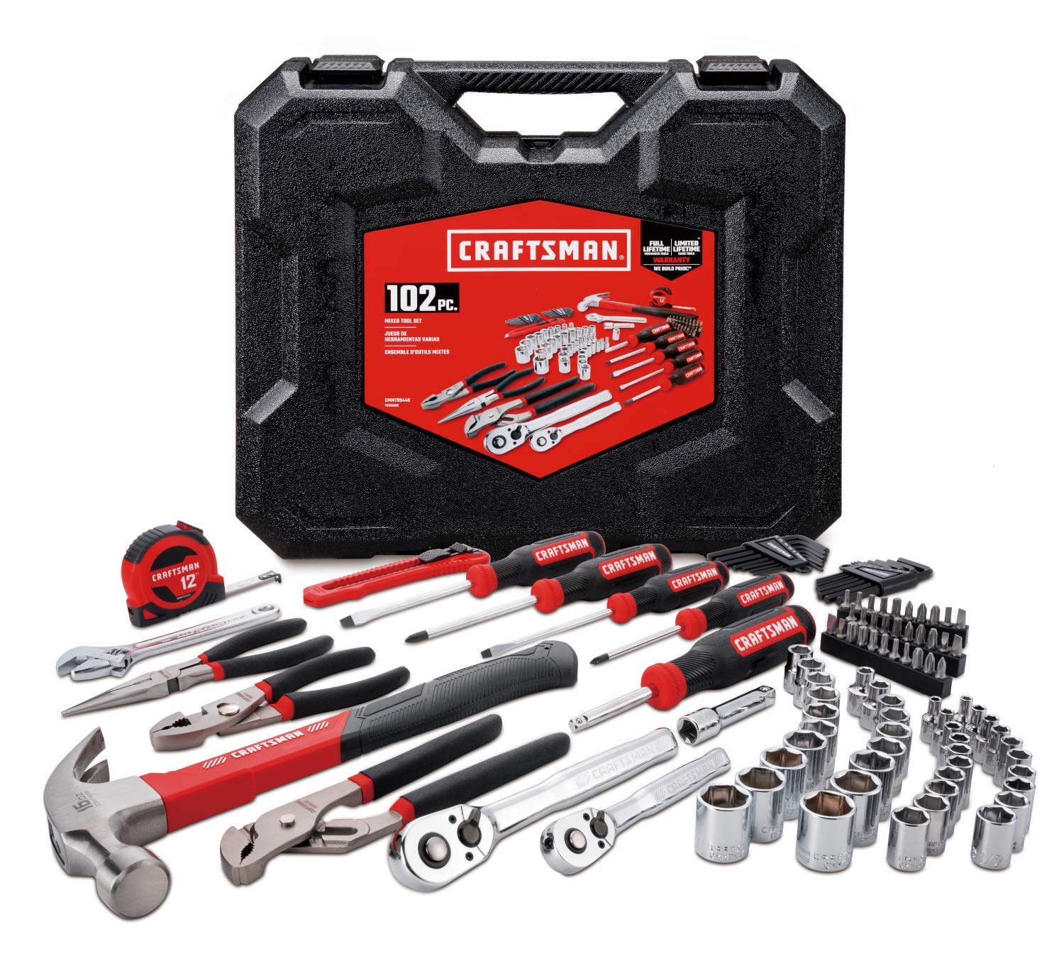 CraftsmanHome Tool Kit / Mechanics Tools Kit, 102-Piece (CMMT99448) - black