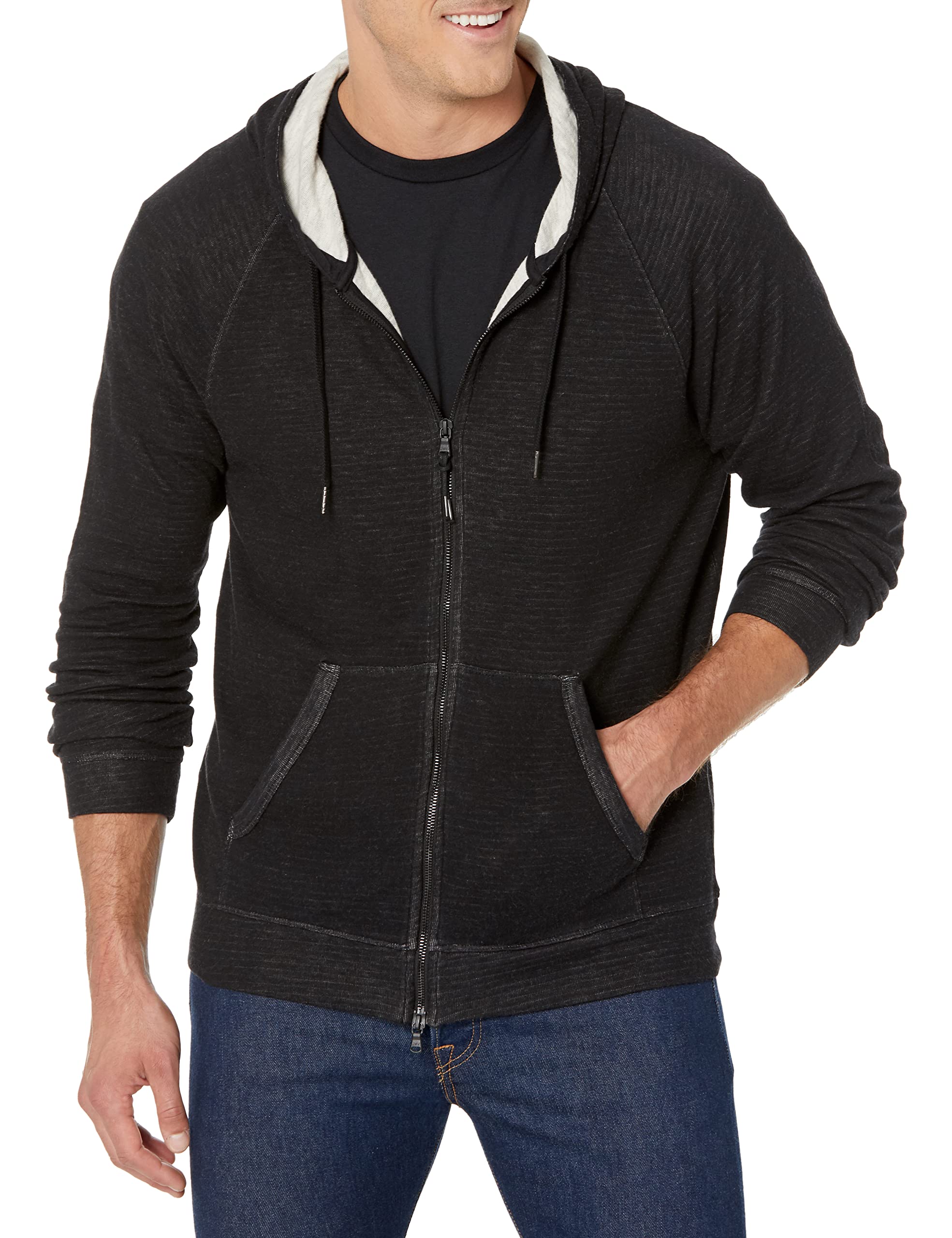 Men's Providence Ls Fz Hood in Double Knit Plaited Fabric