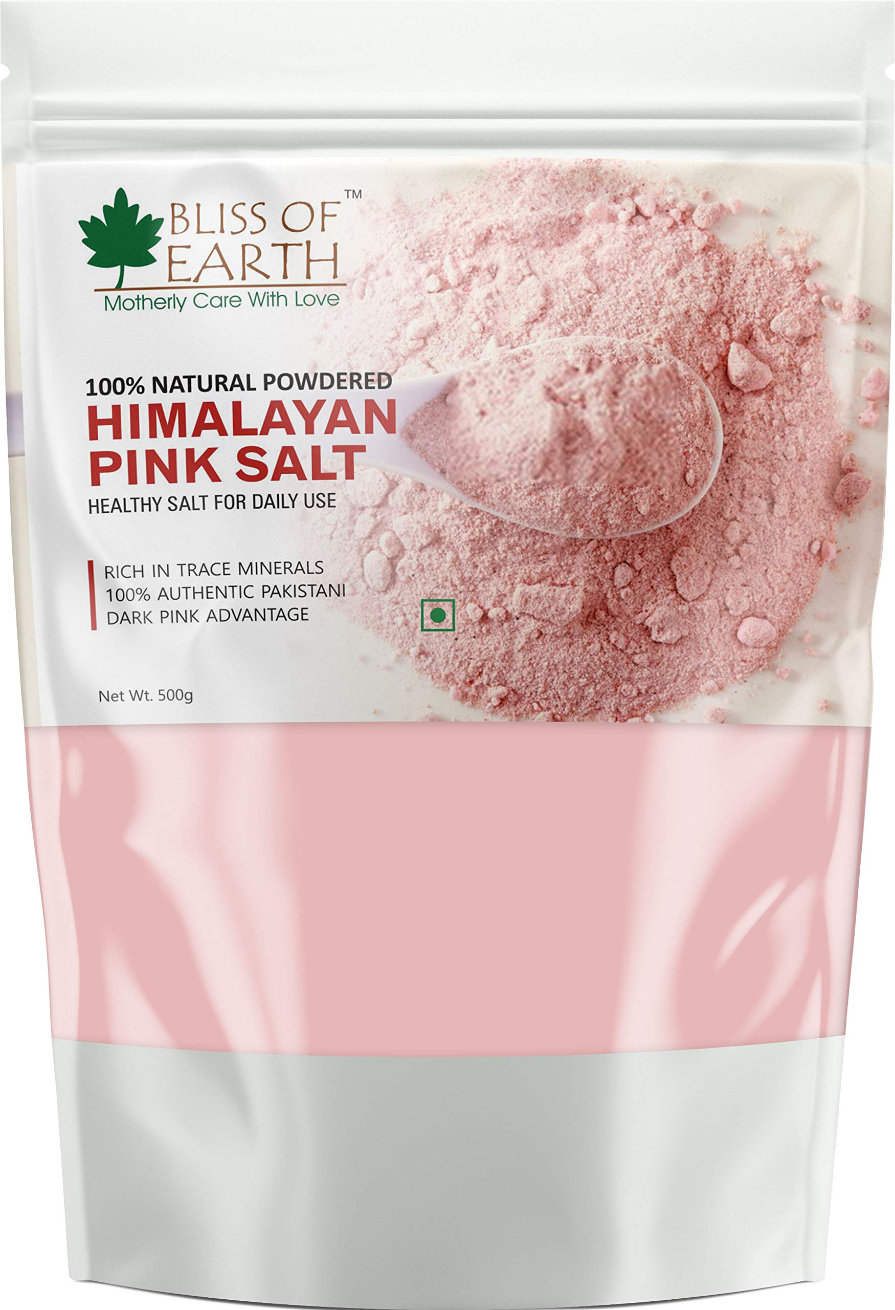 Bliss of Earth Pakistani Himalayan Pink Salt Fine Powder for Healthy Cooking, Natural Substitute of White Salt, Saindha Namak Pure 500gm