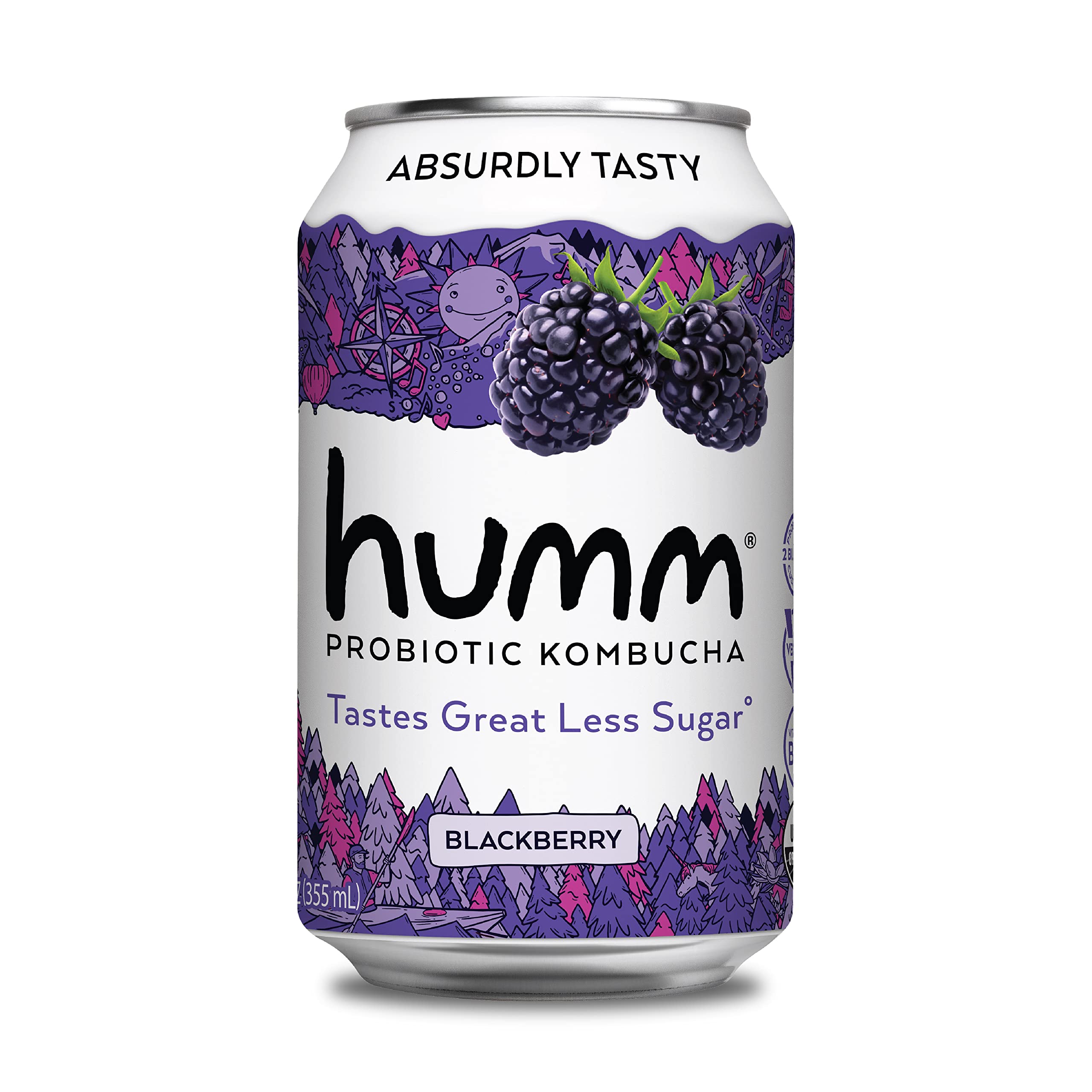 Humm Kombucha Blackberry - Organic, Vegan & GMO-Free (12 Pack)