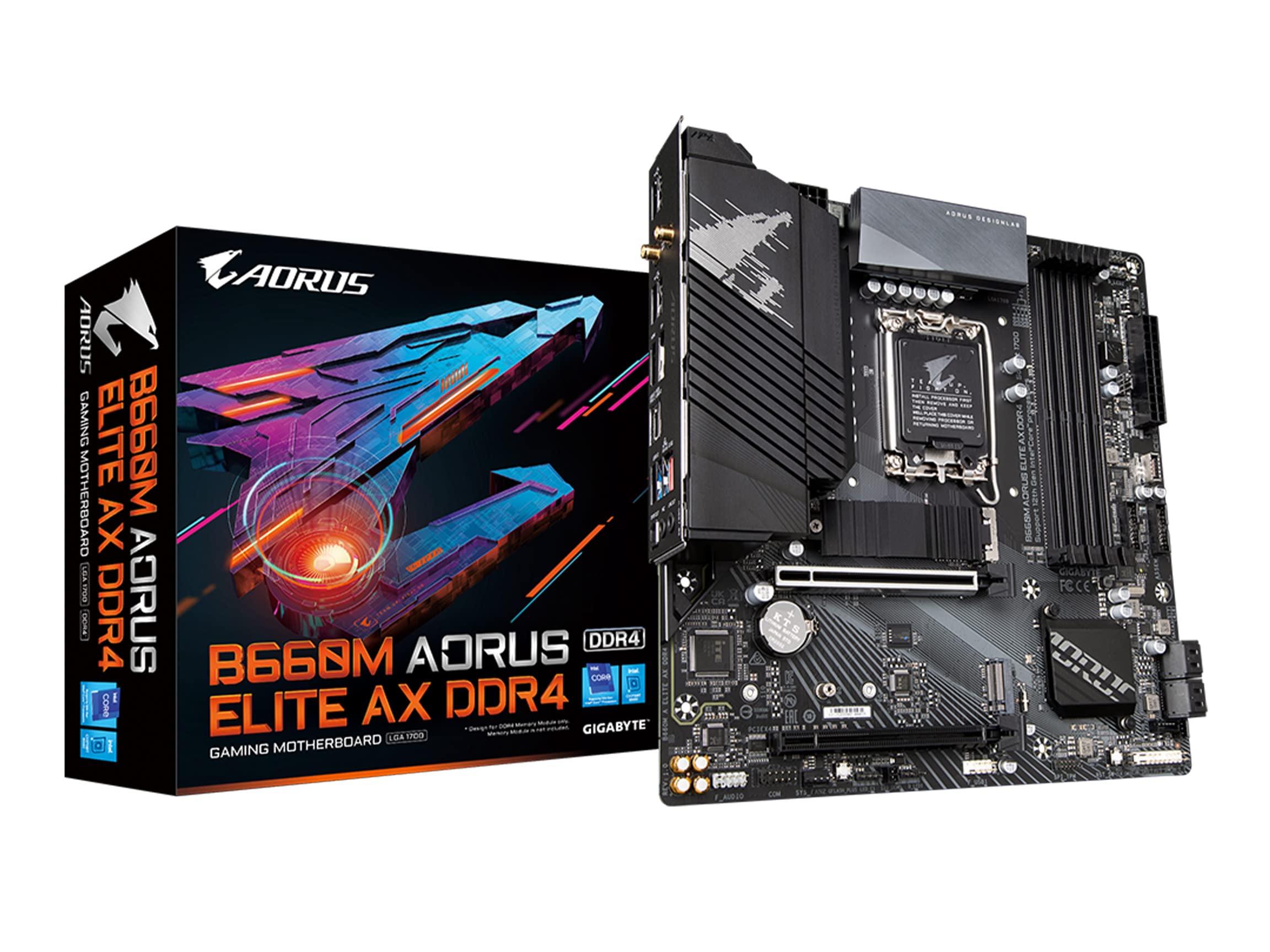 Gigabyte B660M AORUS Elite AX DDR4 (B660/ Intel/LGA 1700/ Micro-ATX/ DDR4/ Dual M.2/ PCIe 4.0/ USB 3.2 Gen2 Type-C/WiFi 6E/ 2.5GbE LAN/Gaming Motherboard)