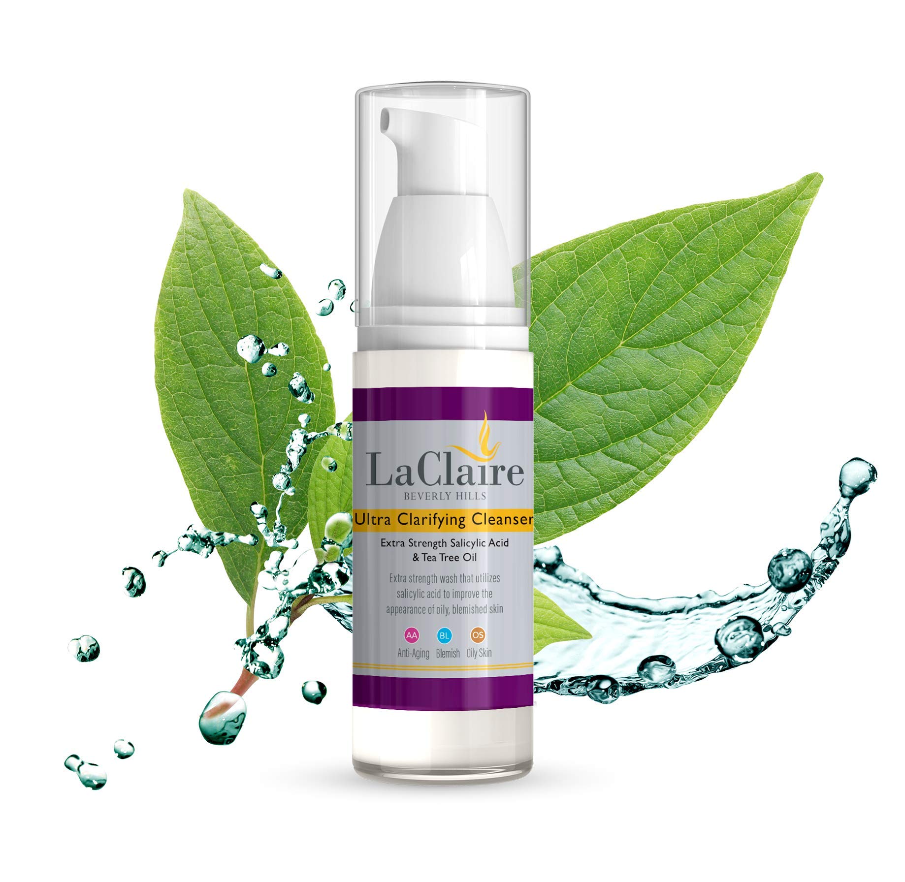 LaClaire Acne Wash with Extra-Strength Salicylic Acid & Tea Tree Oil - Exfoliating Face Wash for Acne-Prone Skin (50 ml/1.65 oz)