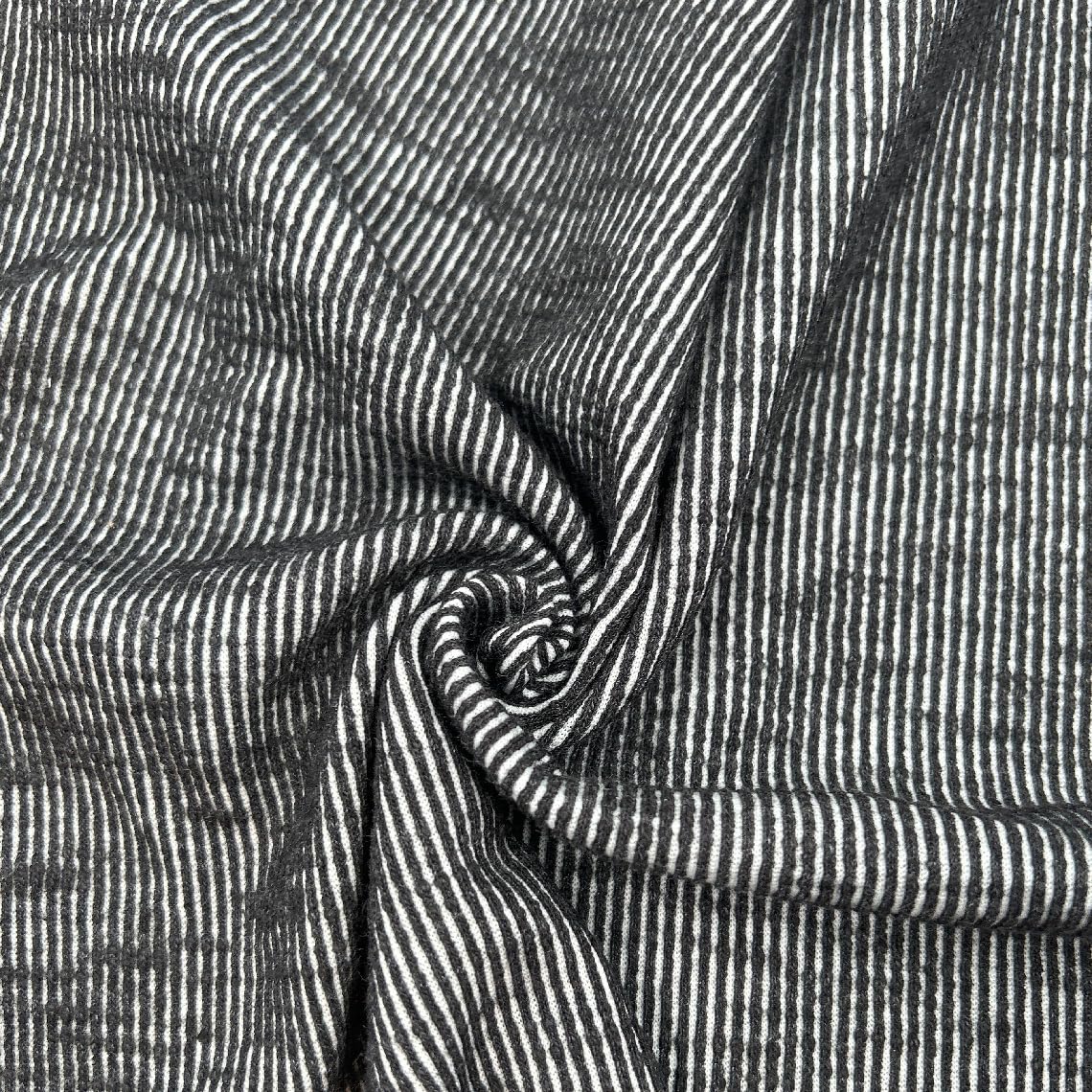 Stylish FABRIC 4-Way Stretch Heavyweight 2X Knit Sand wash Poly Cotton Spandex, Apparel Fabric, DIY Projects, Black-2-Tone 1 Yard