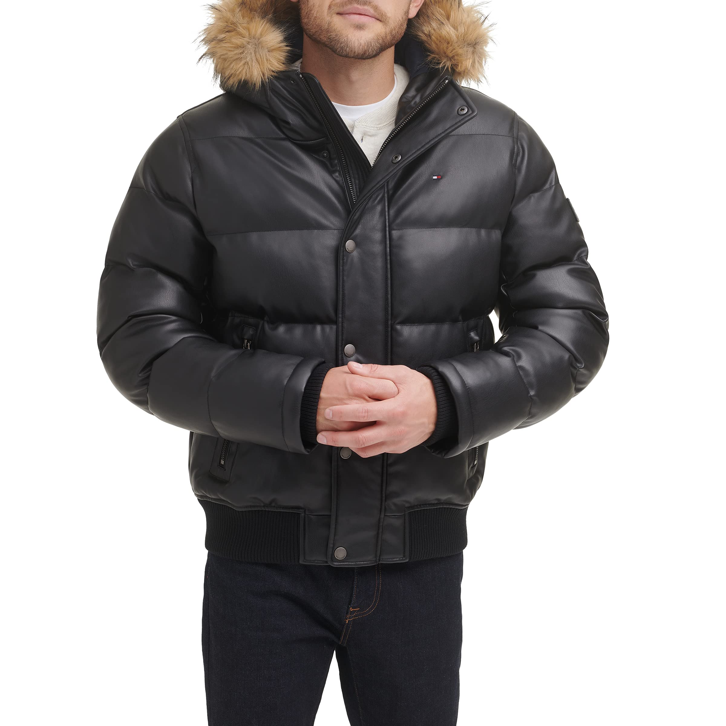 Tommy HilfigerMen's Quilted Arctic Cloth Snorkel Bomber Jacket with Removable Hood (Standard and Big & Tall)