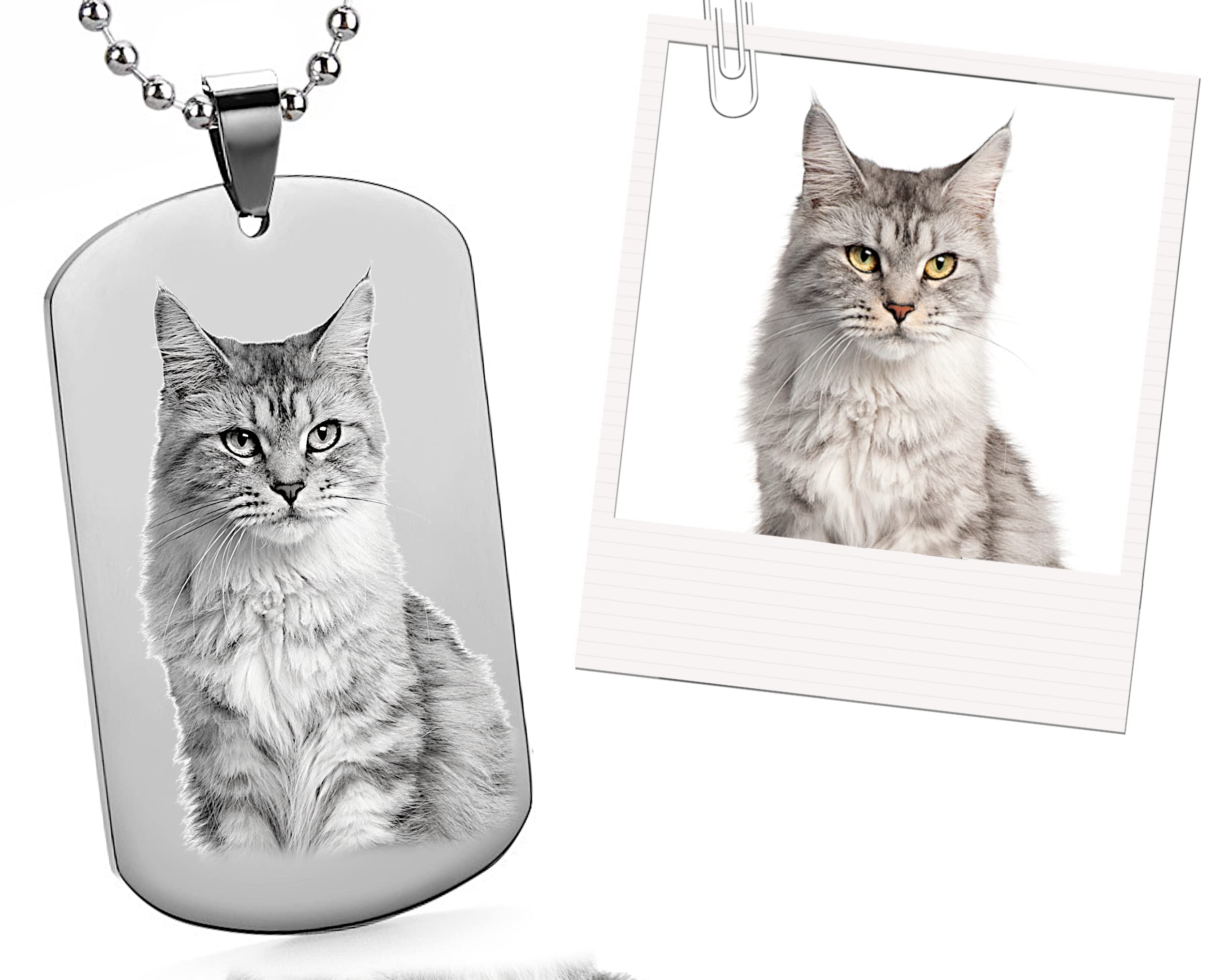 Generisch Customized Photo Dog Tag | Personalized Stainless Steel Jewelry Pendant with Necklace | Your Lovely Animal Pet Tag