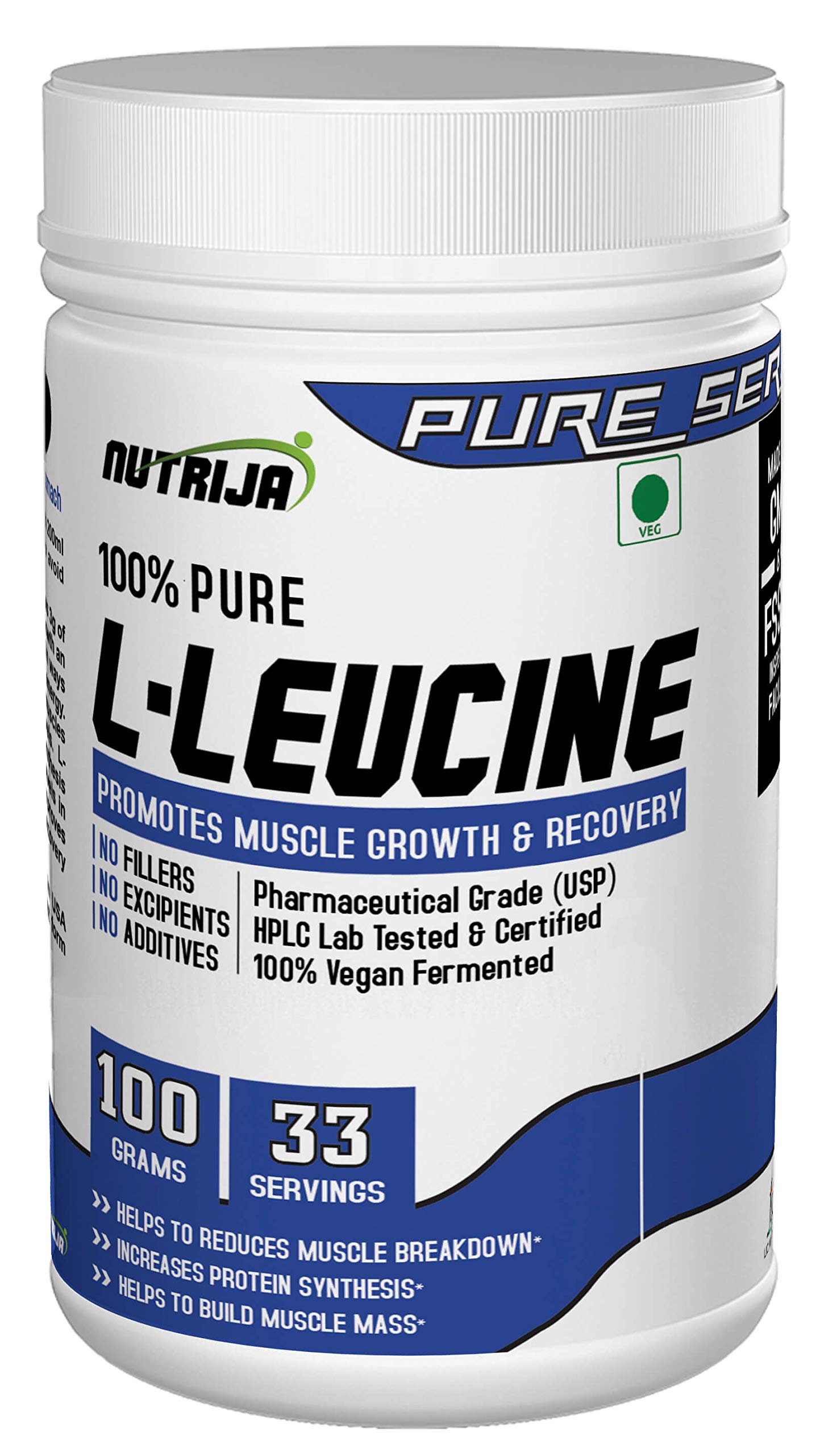 NutriJa L-Leucine - (100 grams) 100% Pure & USP Grade- Intra Workout Supplement Powder| for Muscle Recovery And Building Lean Muscles