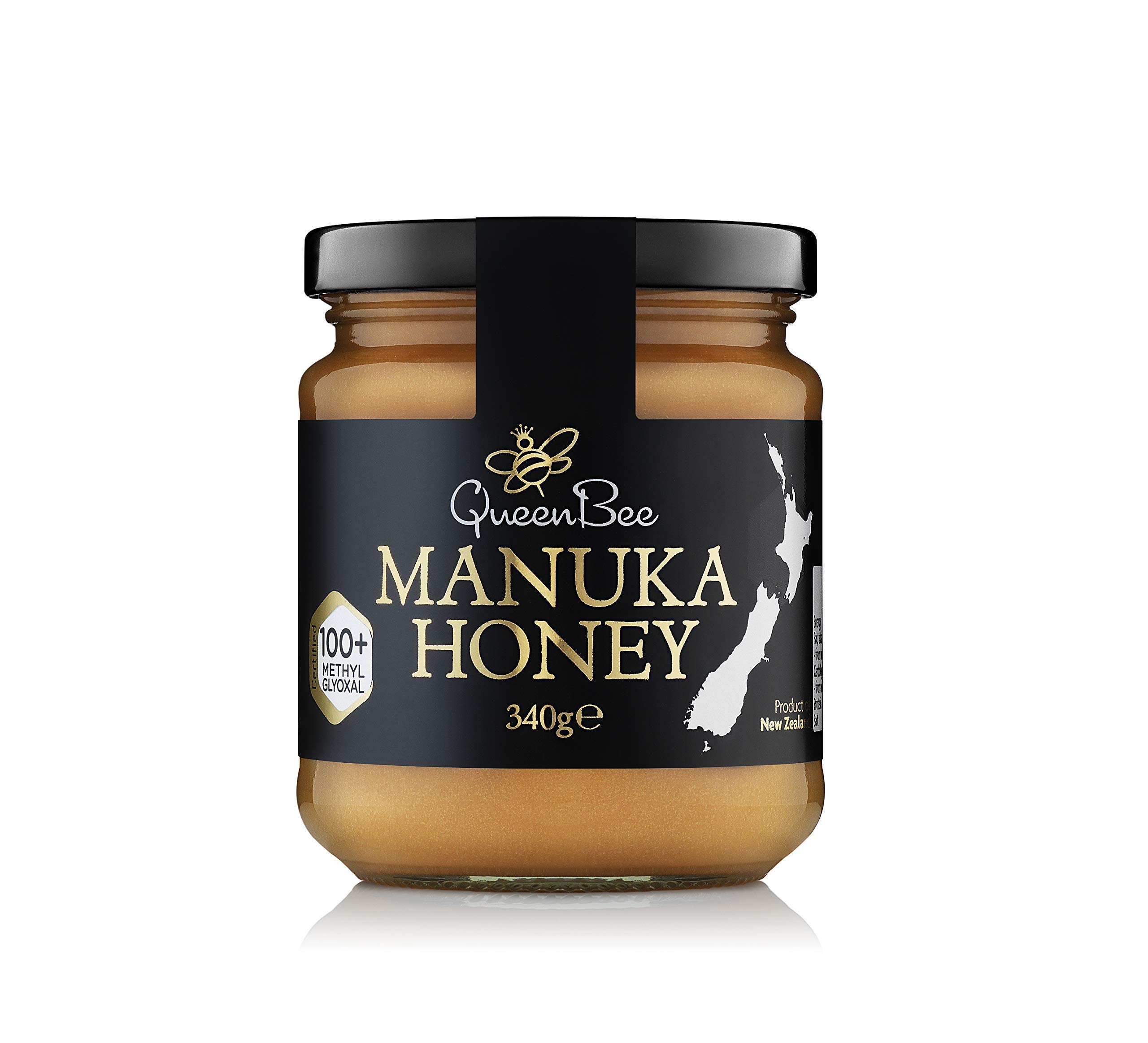 All-Natural Manuka Honey – Genuine Monofloral Manuka Honey (100+) 340g from New Zealand – Contains Minimum of 100mg/kg MGO for Healing Properties – Queen Bee Manuka