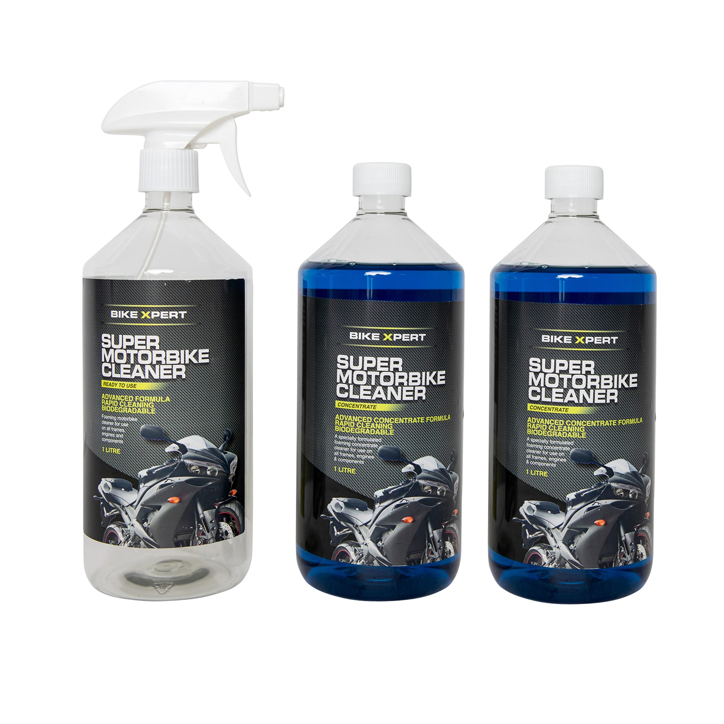 STAR BRITE Bike Xpert Super Motorbike Cleaner Concentrate | 1 Litre (2 Pack) With Empty Foaming Trigger Bottle | Fast Acting Motorcycle Cleaning Wash | Biodegradable