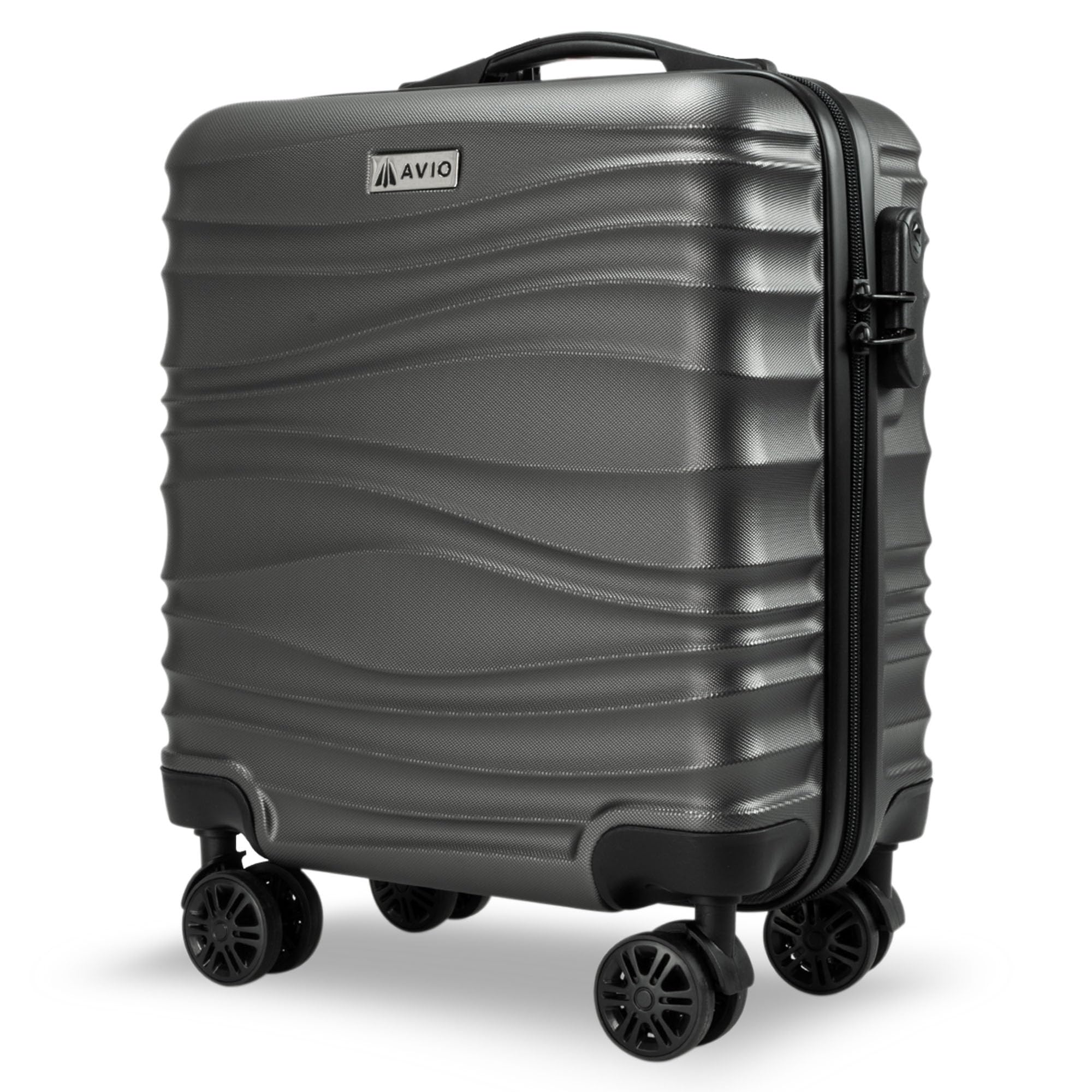 AVIO Wave Cabin Suitcase 45x36x20cm - Lightweight Double-Wheel Luggage Bag w/Combi Lock, 2 Internal Pockets, Telescopic Handle w/ 3 Heights - Durable ABS Hard Shell RyanAir, EasyJet, British Airways