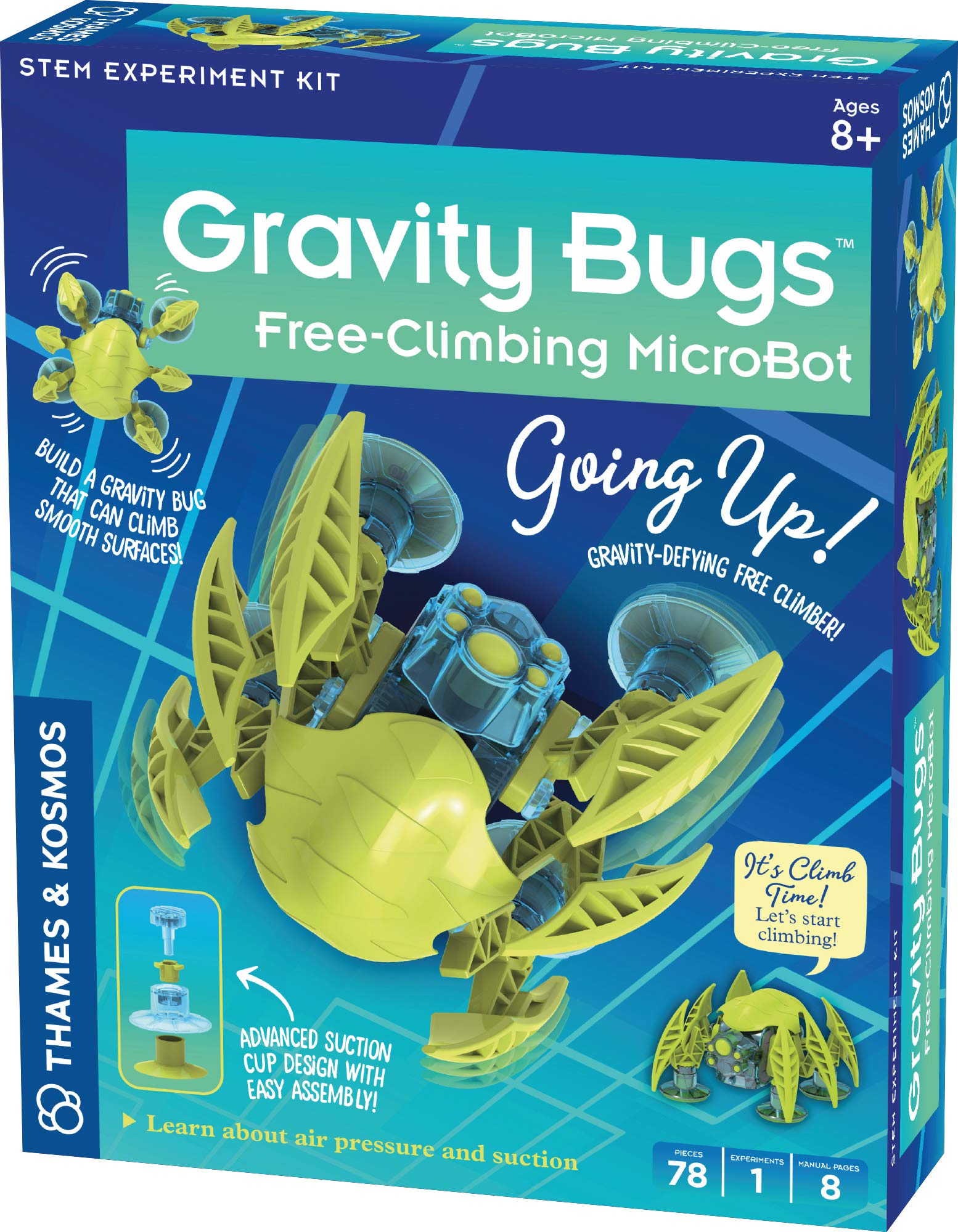 Thames & KosmosGravity Bugs Free-Climbing MicroBot | Build a Robotic Wall-Crawling Bug | Explore STEM Lessons in Air Pressure, Suction | Hands-on Physics & Engineering Construction Kit, Blue