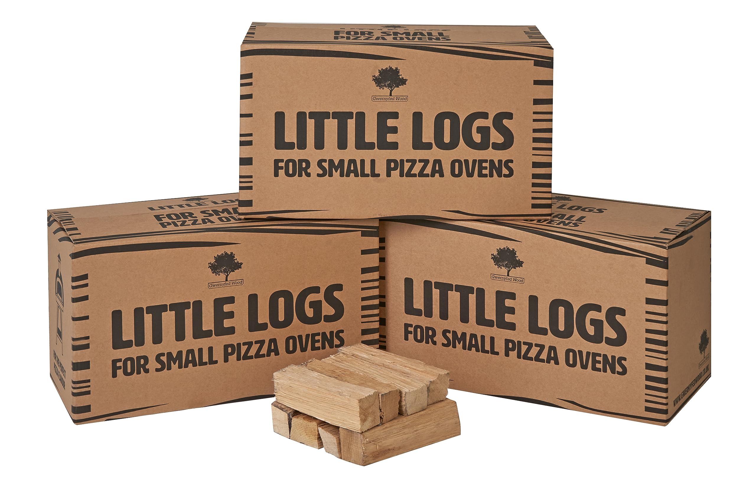 Gwernyfed Wood 3 x Little Logs for Pizza Ovens. Premium Hardwood Pizza Oven Logs -Kiln Dried Oak 15cm Long 2-5cm diameter. Hand Packed in Wales for Optimal Flavour - 4.5KG (3 Boxes)