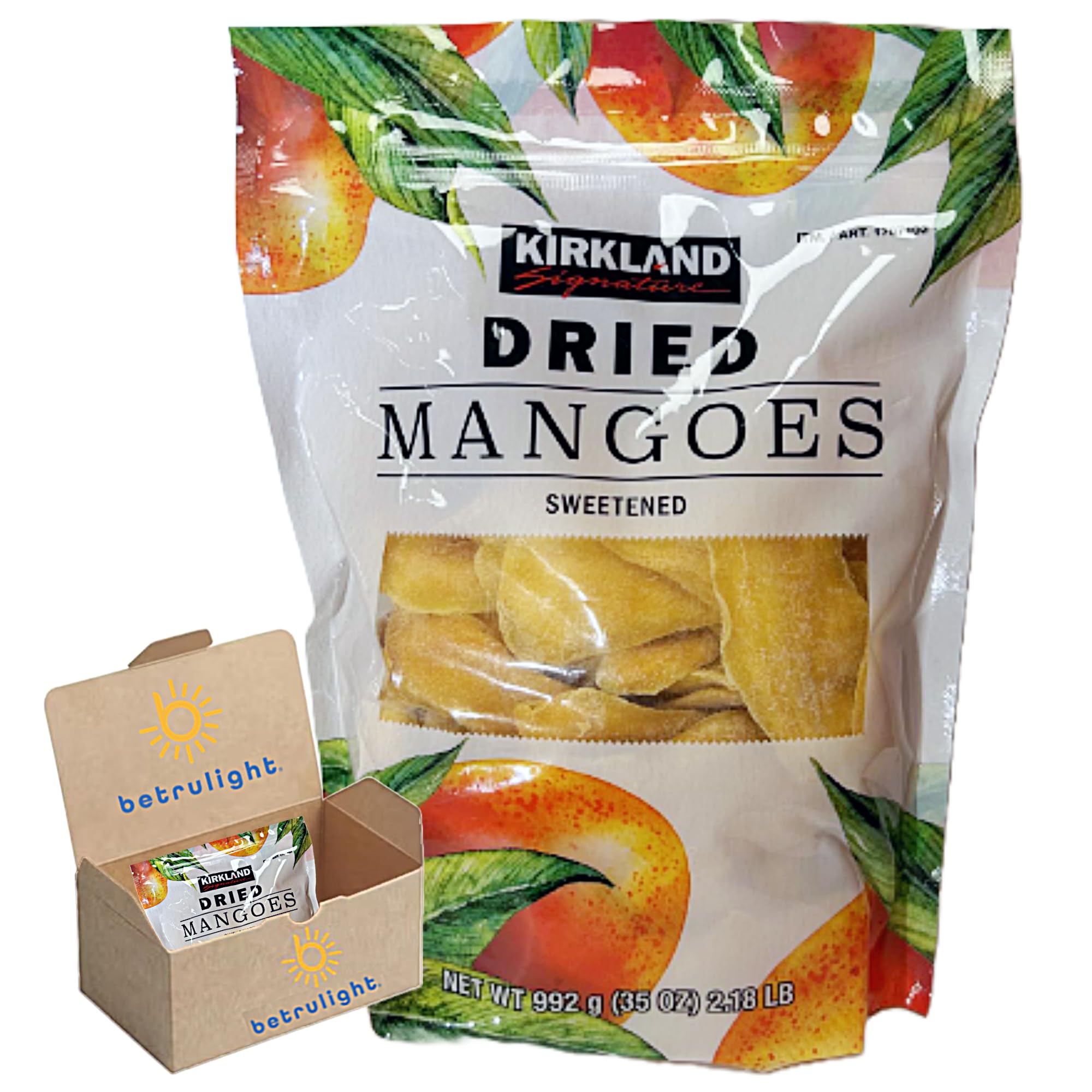 Dried Mangos | No Preservatives, All-Natural, Premium Quality, No Artificial Colors, Gluten Free, Fat Free Food with Fiber | Resealable Bag | Packaged in a BETRULIGHT Branded Box (35 Ounce (Pack of 1))