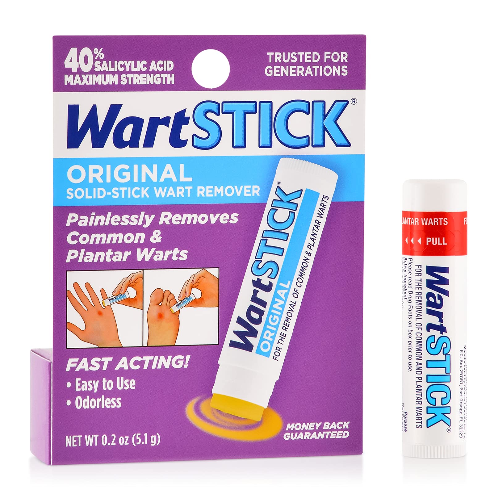 WartStick Maximum Strength Salicylic Acid Solid-Stick Common and Plantar Wart Remover 0.2 Oz