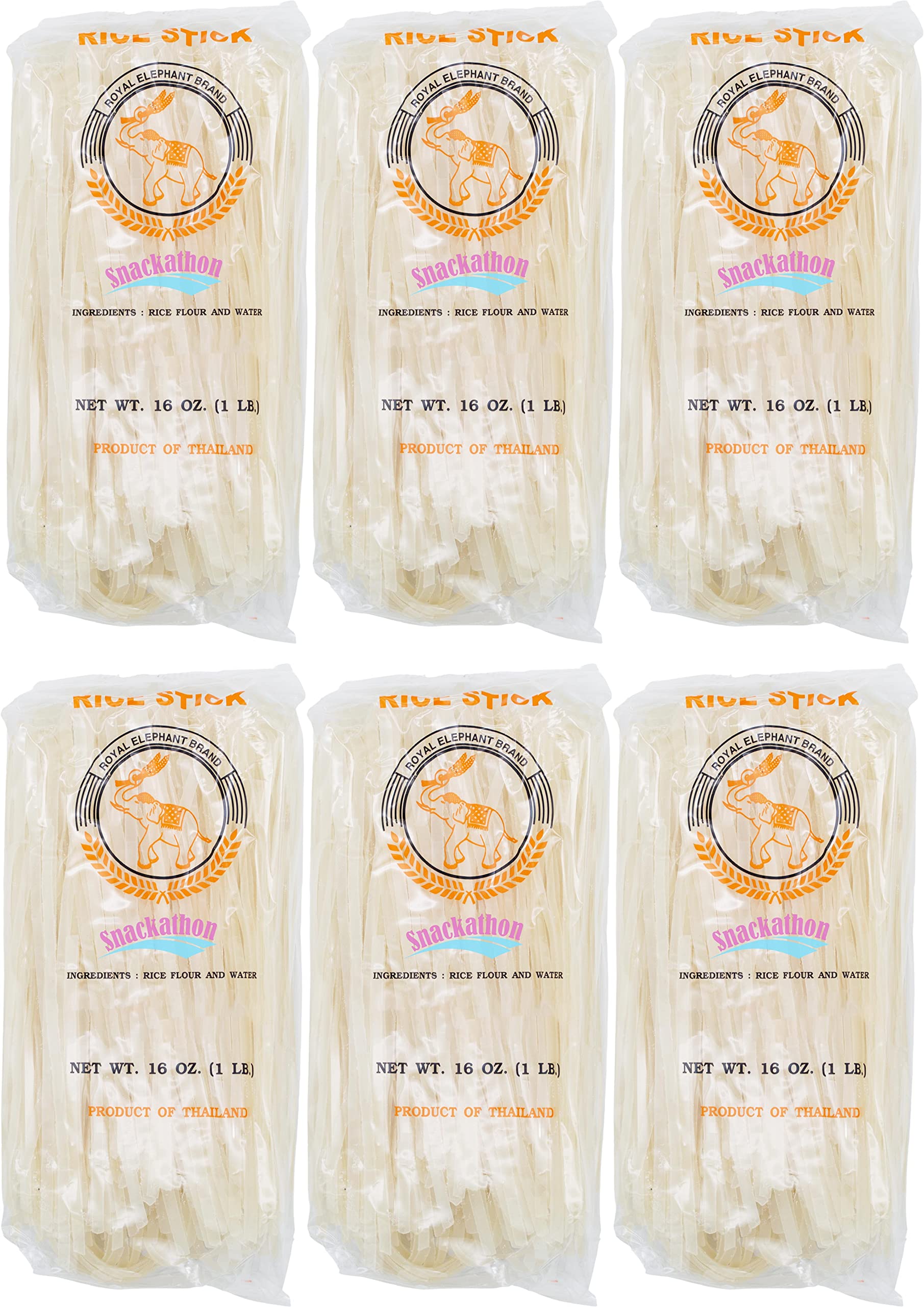 Pad Thai Rice Stick Noodles, 5mm Width, 16 Ounce Each, Pack of 6