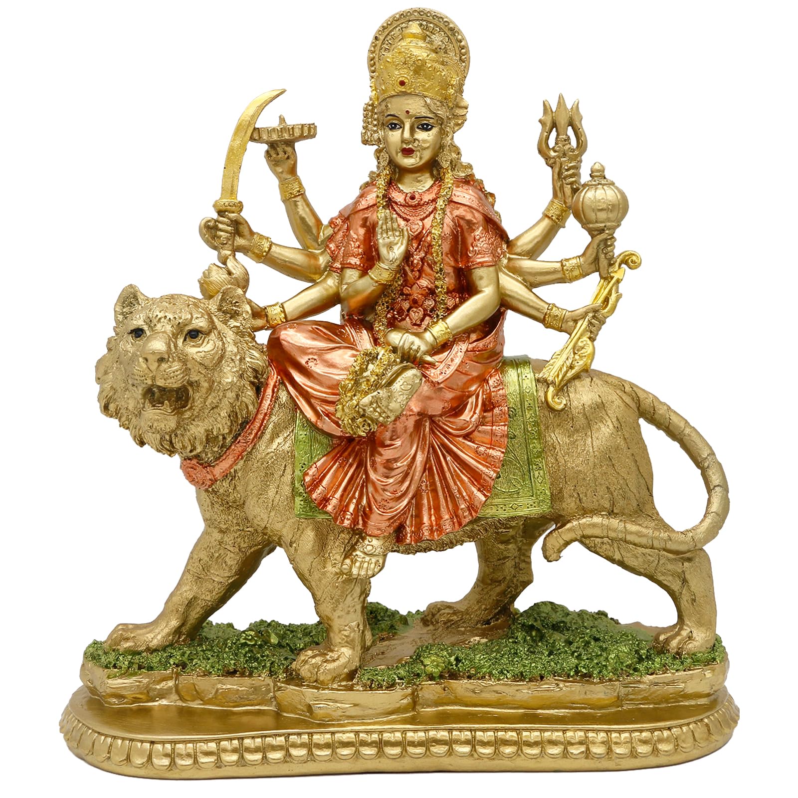 alikikiHindu Goddess Lord Durga Statue - India God Antique Gold Durga Murti Idol Home Temple Puja Sculpture Indian Diwali Day Mandir Pooja Decoration