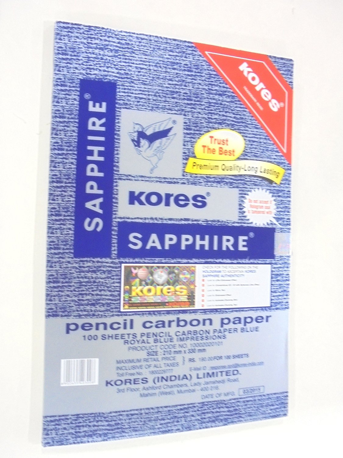 Kores Pen/Pencil Carbon Paper,Sapphire Blue - Pack of 200 Sheets Premium Quality