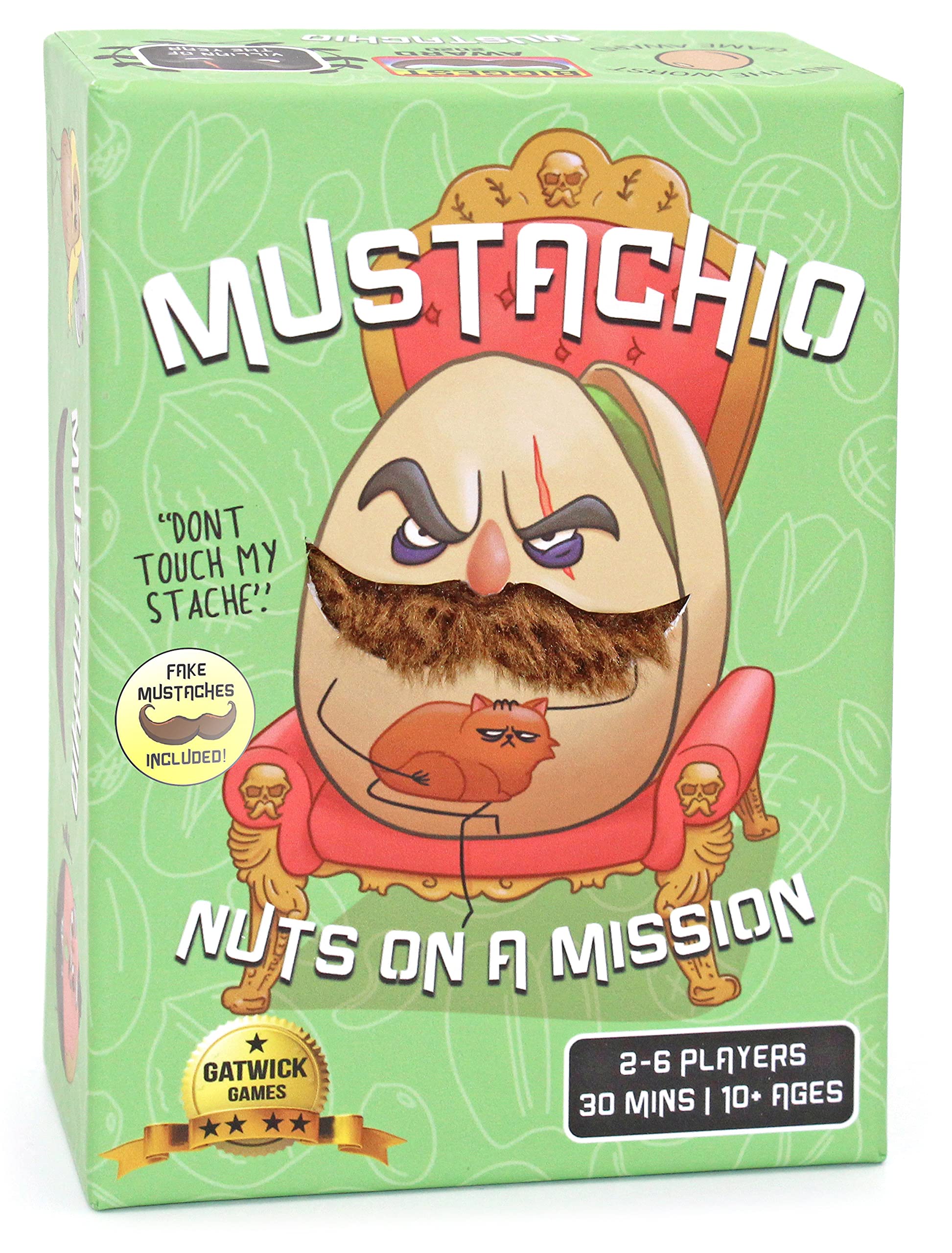 Mustachio- Mustaches Now Included, a Strategy Game of Trickery and Scheming Nuts, Funny Board Games for Teens and Family Night, Card Game for 2-6 Players