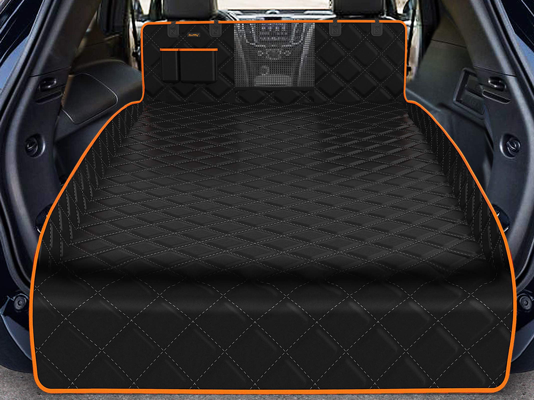 iBuddy Waterproof Dog Cargo Liner for Large SUV with Thicken Mesh Window, Heavy Duty Anti-Scratch XL SUV Pet Cargo Liner with Bumper Flap Protector, Non-Slip Washable X-Large SUV Cargo Cover for