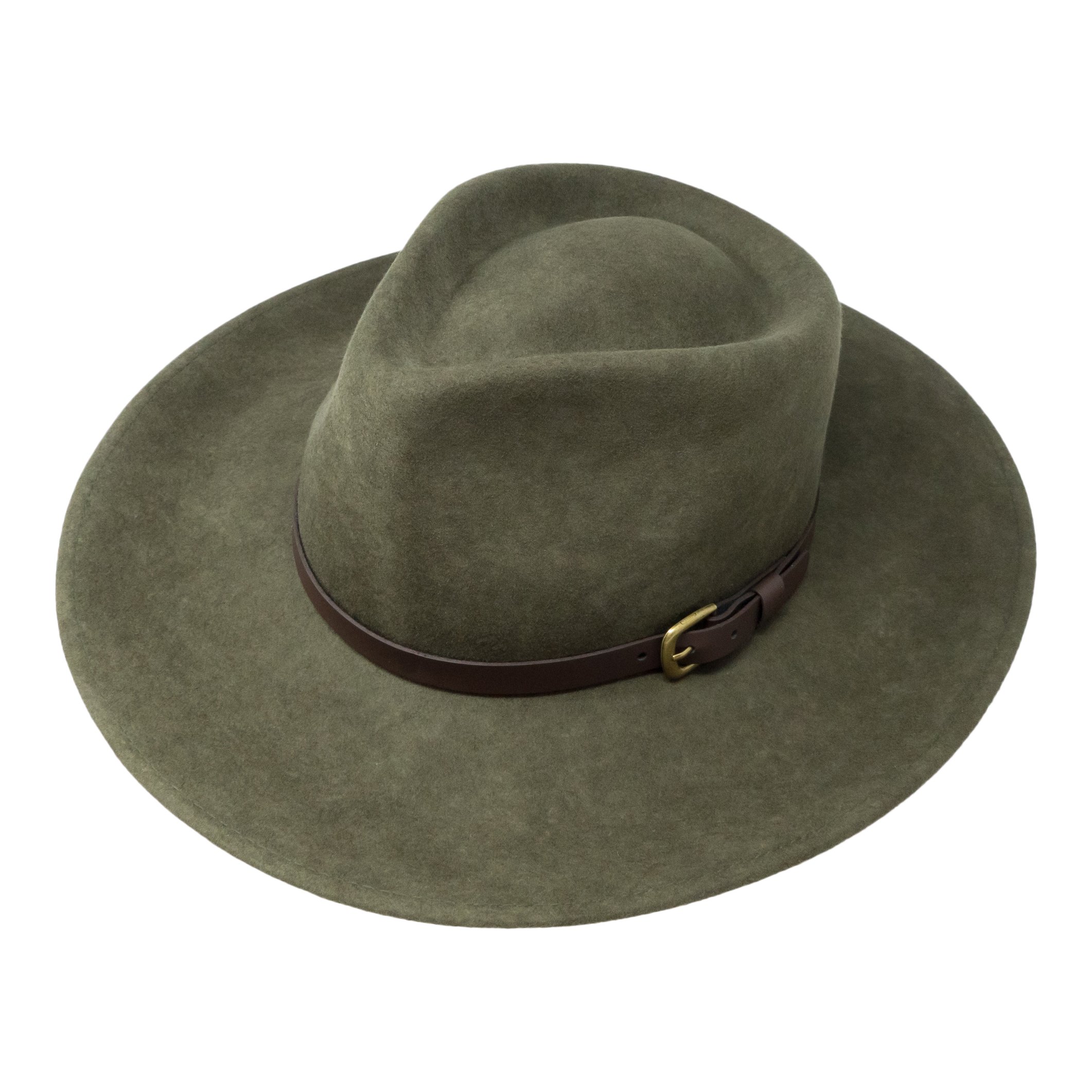 Borges & ScottPremium Lewis - Wide Brim Fedora Hat - 100% Wool Felt - Water Resistant - Leather Band