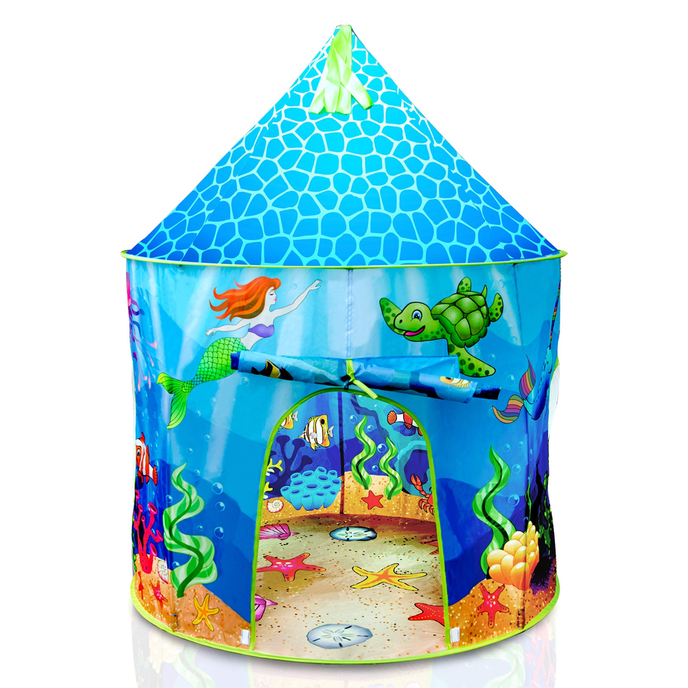 USA Toyz Under The Sea Kids Tent - Mermaid Kids Play Tent, Indoor Playhouse with Pop Up Tent Storage Tote and Kaleidoscope Toy