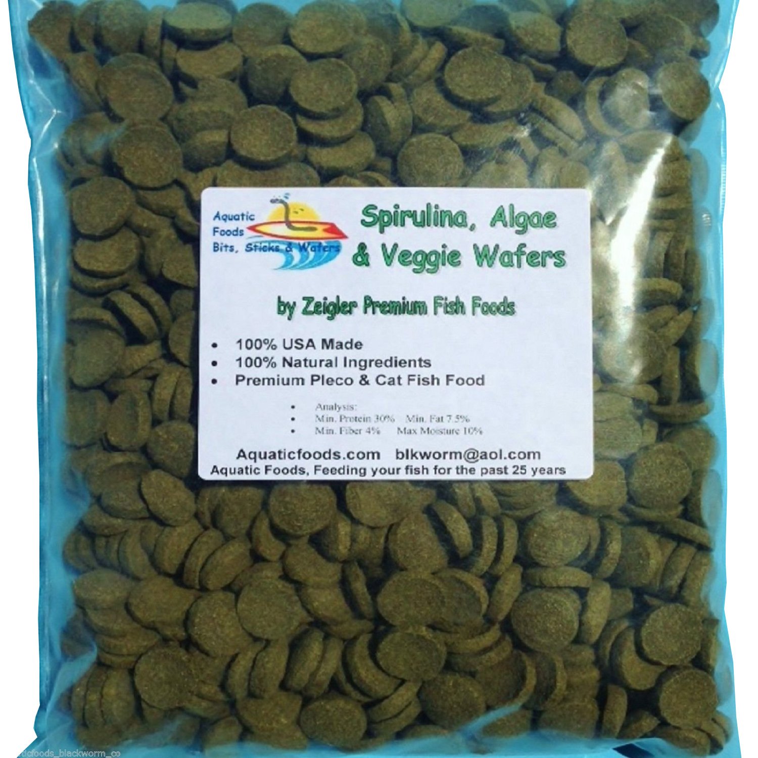 Sinking Wafers of Algae & Spirulina Ideal for Plecos, Bottom Fish, Catfish, Shrimp, Snails, Crayfish, All Herbivorous and Omnivorous Tropical Fish. - Zeigler Wafers…5-lbs