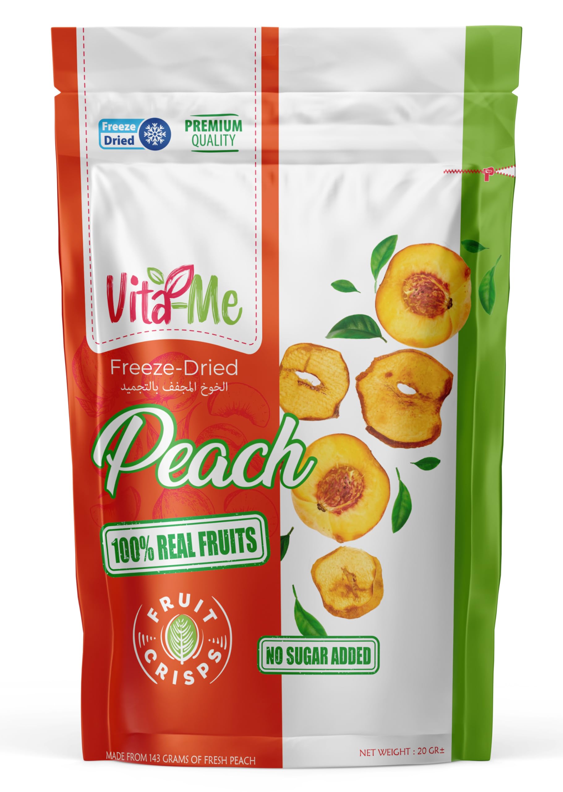 Vita-MeFreeze-Dried Strawberry, 15g, 100% Real Fruits, No Sugar Added (Peach)