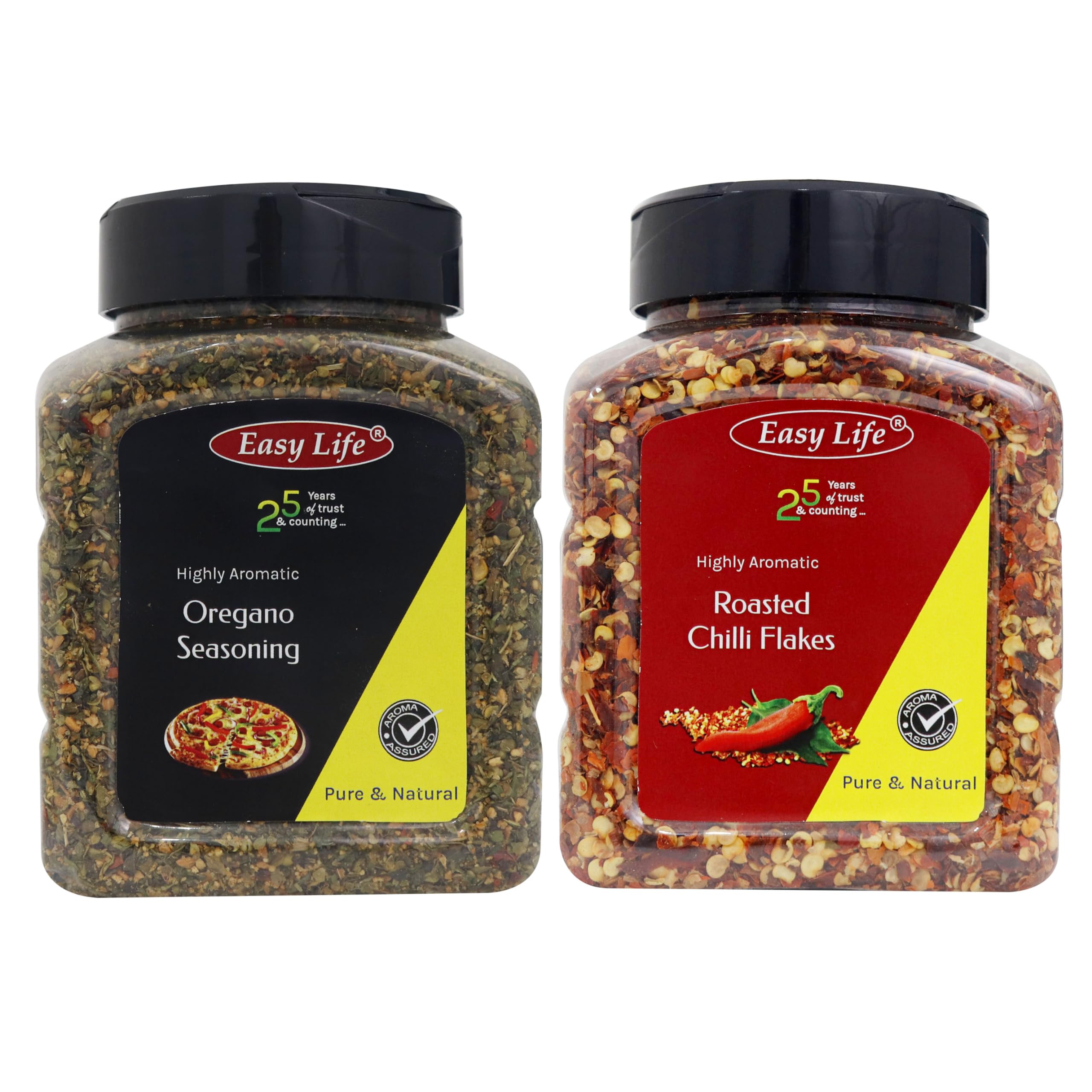 Easy Life Oregano Seasoning 230g and Roasted Chilli Flakes 200g Chefs Kitchen Combo for Cafe and Restaurants