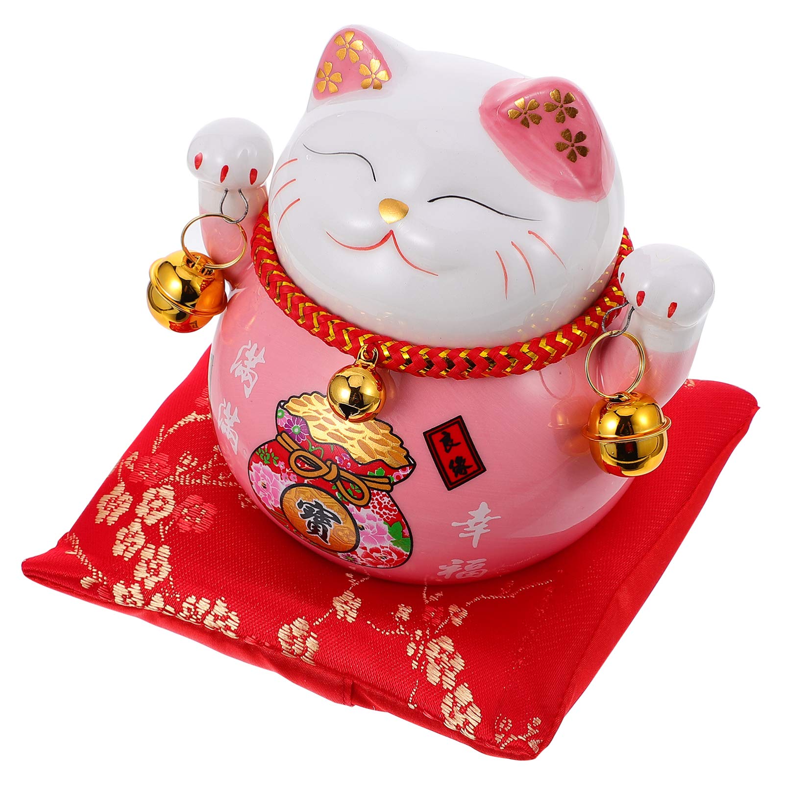 IMIKEYA Lucky Cat Money Bank Feng Shui Maneki Neko Lucky Cat Coin Bank Ceramic Lucky Cat Piggy Bank Porcelain Money Change Pot Feng Shui Decor Ornament for Kids Money Save Bank Pink 4. 5in