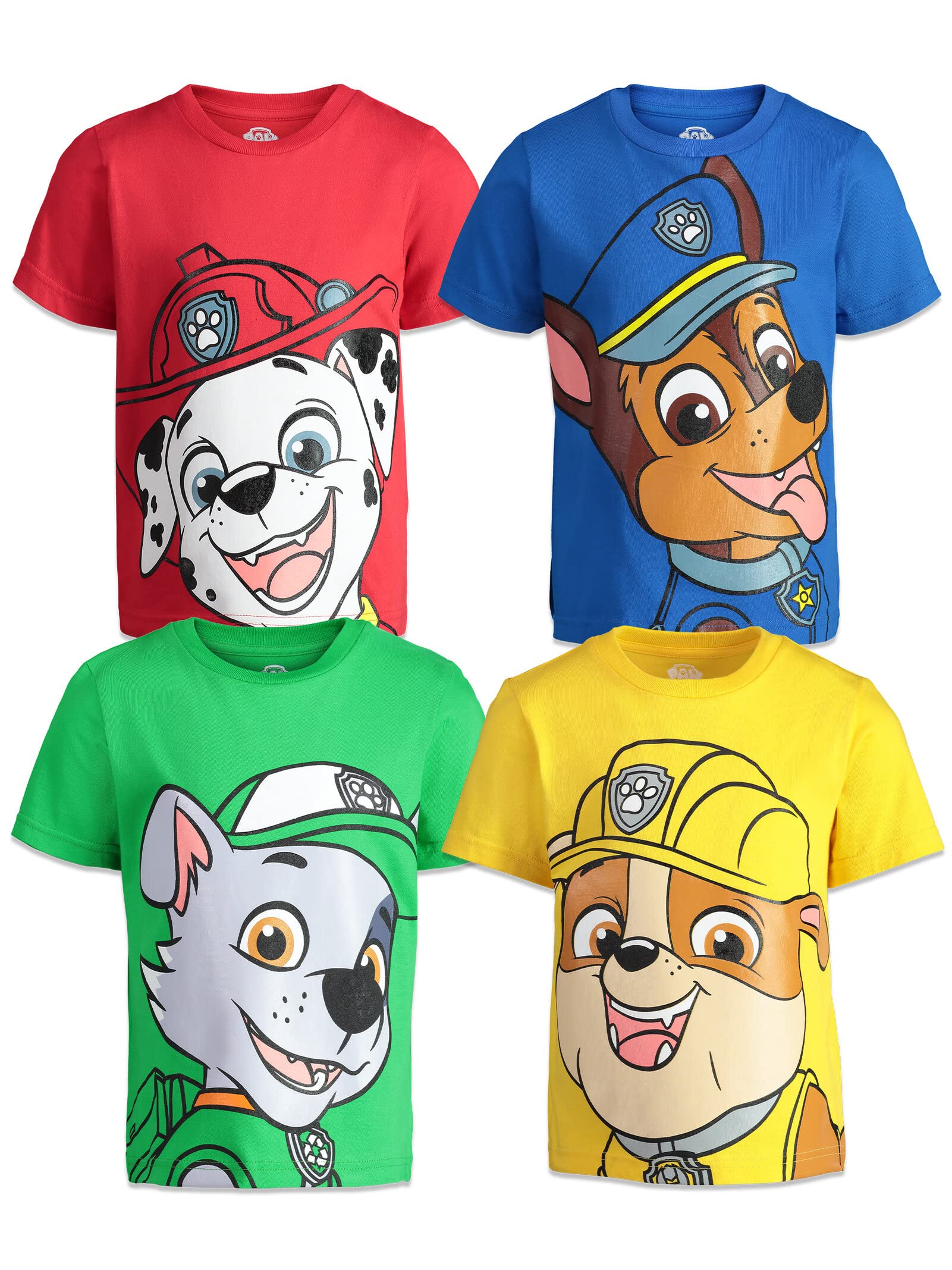 NickelodeonPaw Patrol Chase Marshall Rocky Rubble 4 Pack Short Sleeve Tees