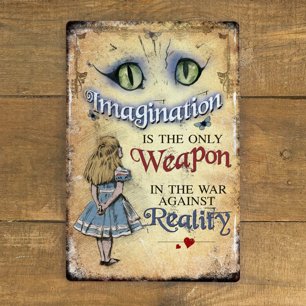 LBS4ALLAlice in Wonderland Metal Sign Plaque - Cheshire Cat Imagination