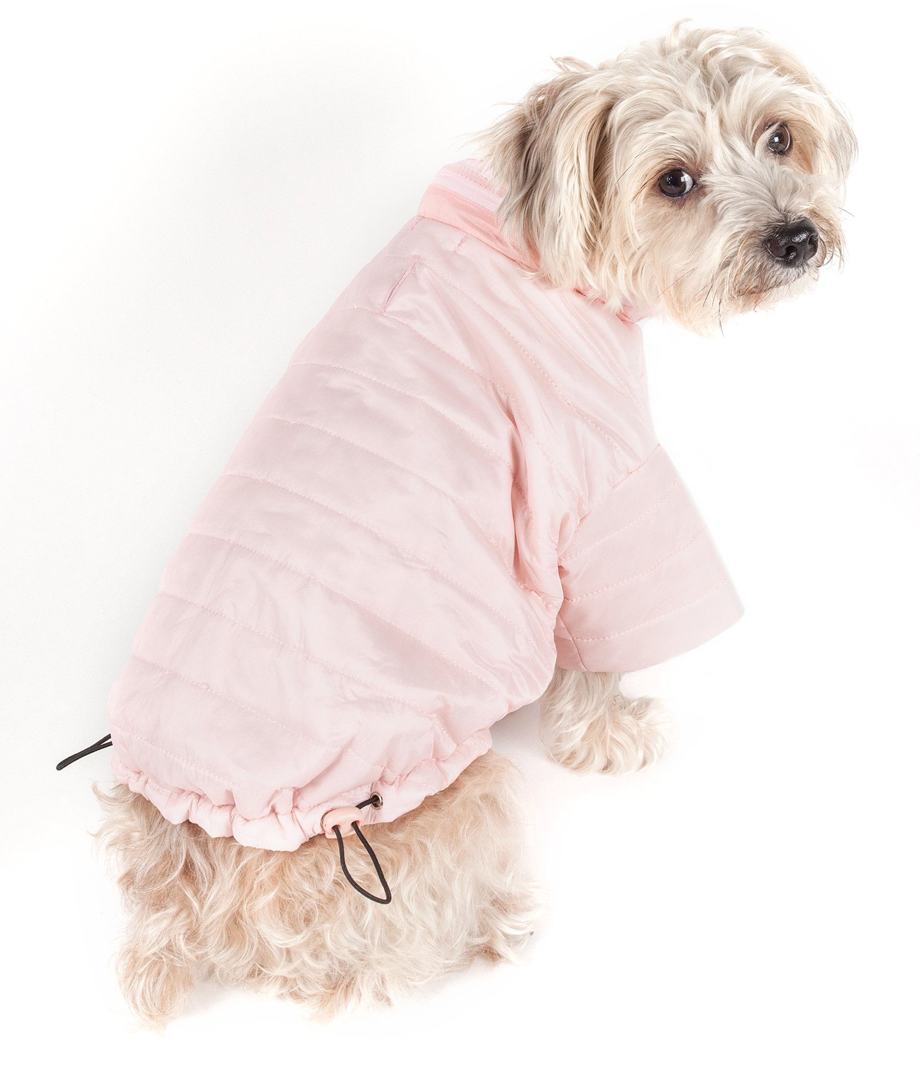 PET LIFE 'Sporty Avalanche' Lightweight and Adjustable Insulated Folding Travel Pet Dog Coat Jacket w/Built-in concealed hood, X-Small, Light Pink