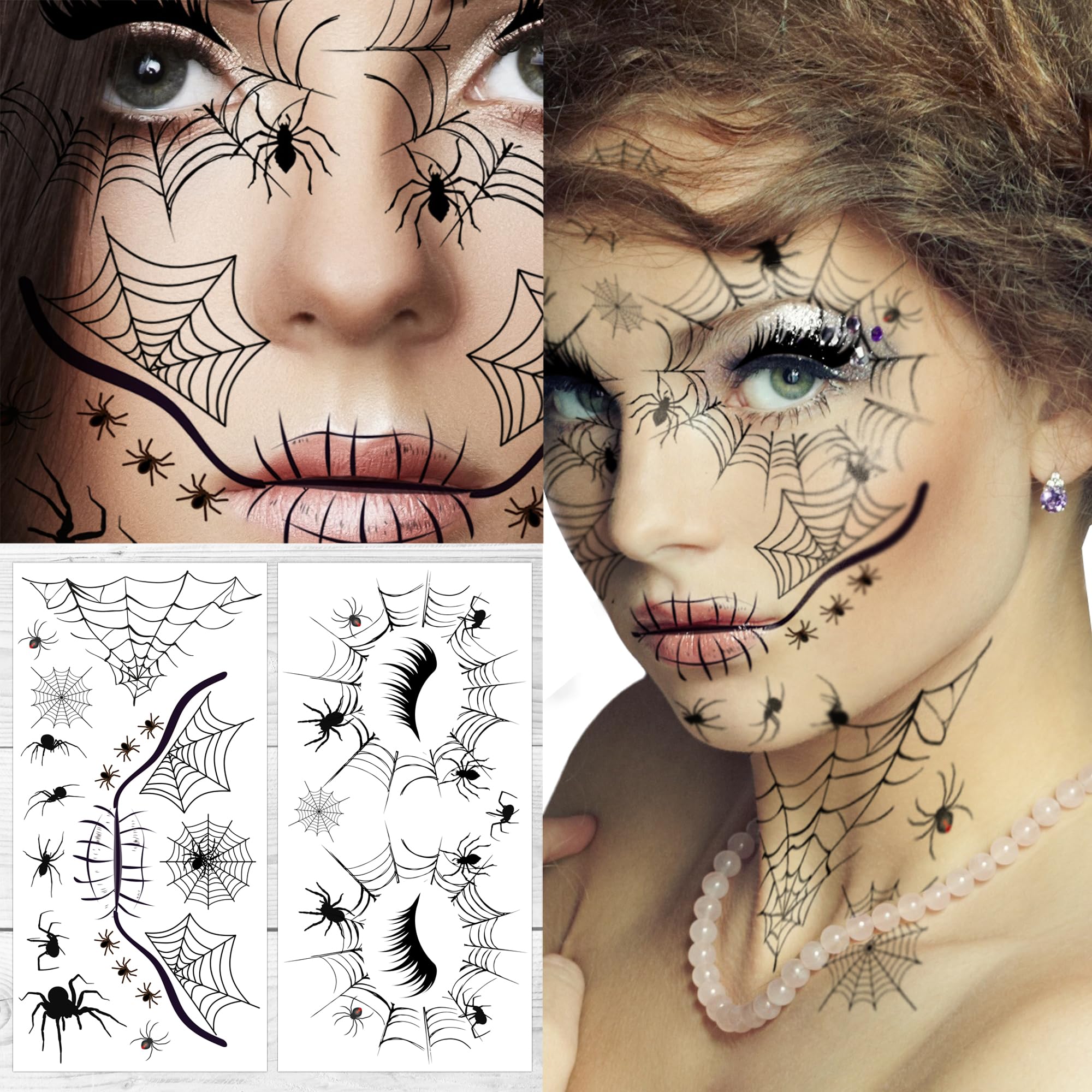 Supperb Halloween Face Tattoo Spider Temporary Face Tattoo Kit (Pack of 2)