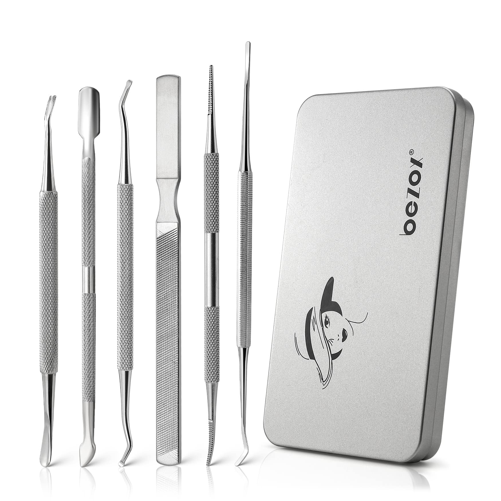 BEZOX Ingrown Toenail Removal Tool Kit – Toenail File and Toenail Lifter, Stainless Steel Toenail Kit Pedicure Tools - 7PCS Nail Correction Tool Set