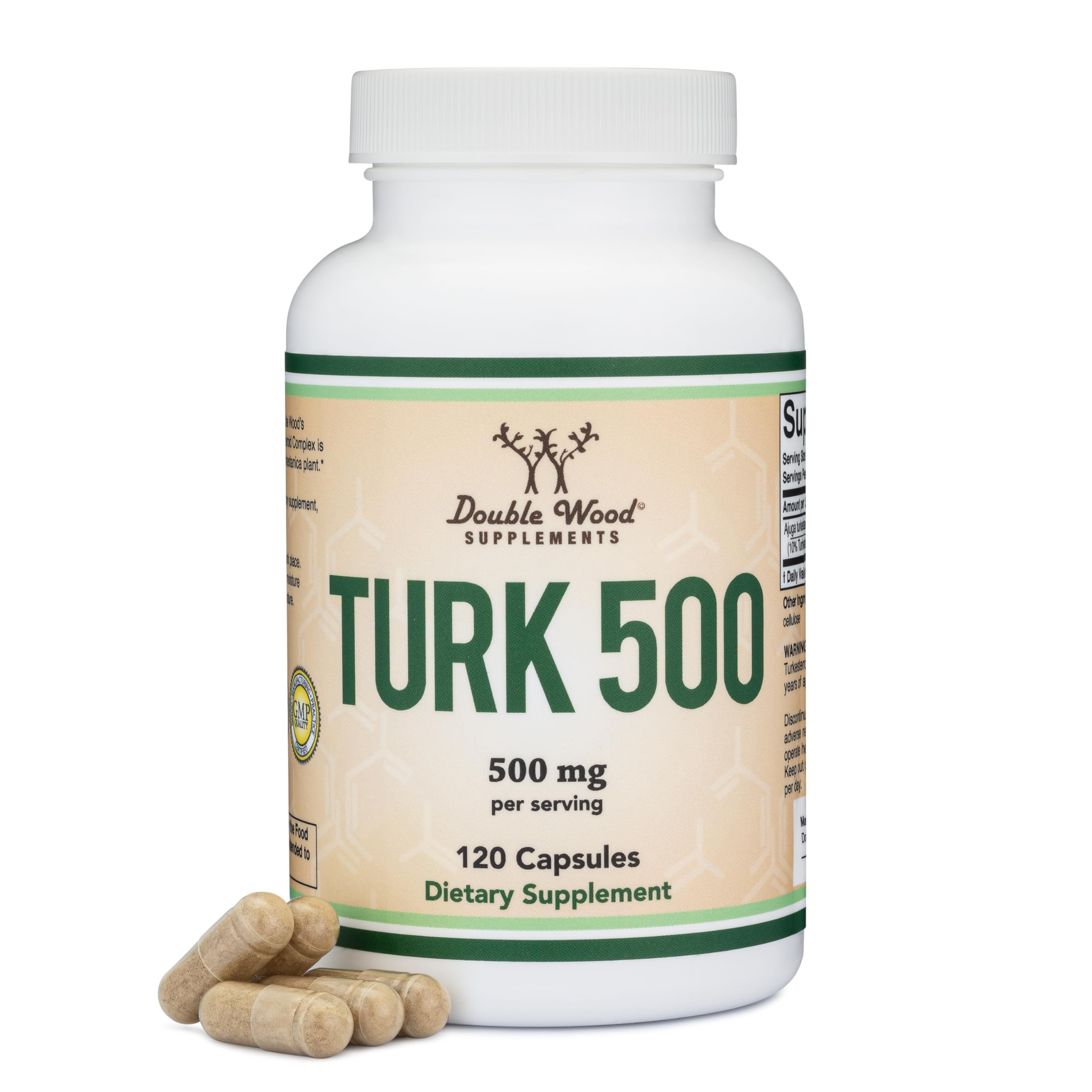 Turkesterone Supplement 500mg, 120 Capsules (Ajuga Turkestanica Extract Std. to 10% Turkesterone) Similar to Ecdysterone for Men's Health Support (Manufactured and Tested in The USA) by Double Wood