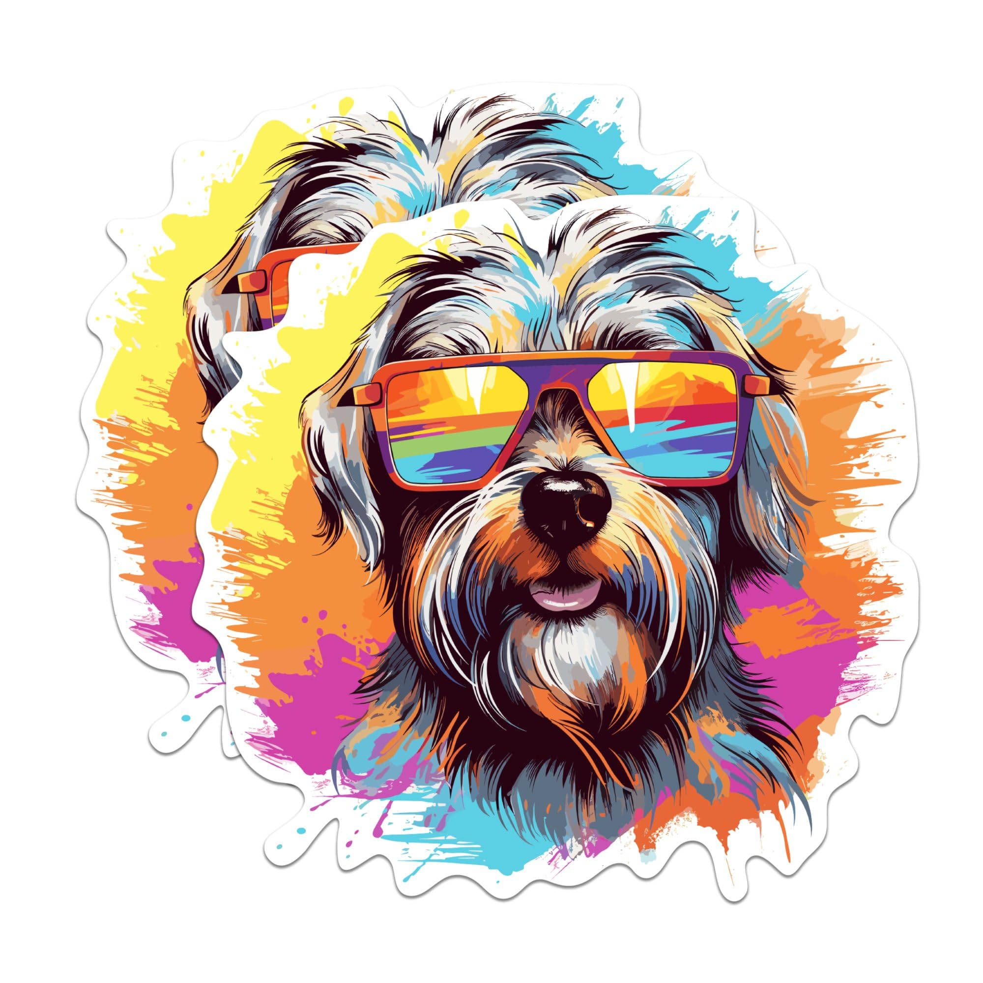 (2 Pack) Glen of Imaal Terrier Dog Stickers - Glen of Imaal Terrier with Sunglasses - Choose FromOver 100 Dog Breeds - 5 Inches On Longest Side - Premium Vinyl - Made in USA - BMCS0356