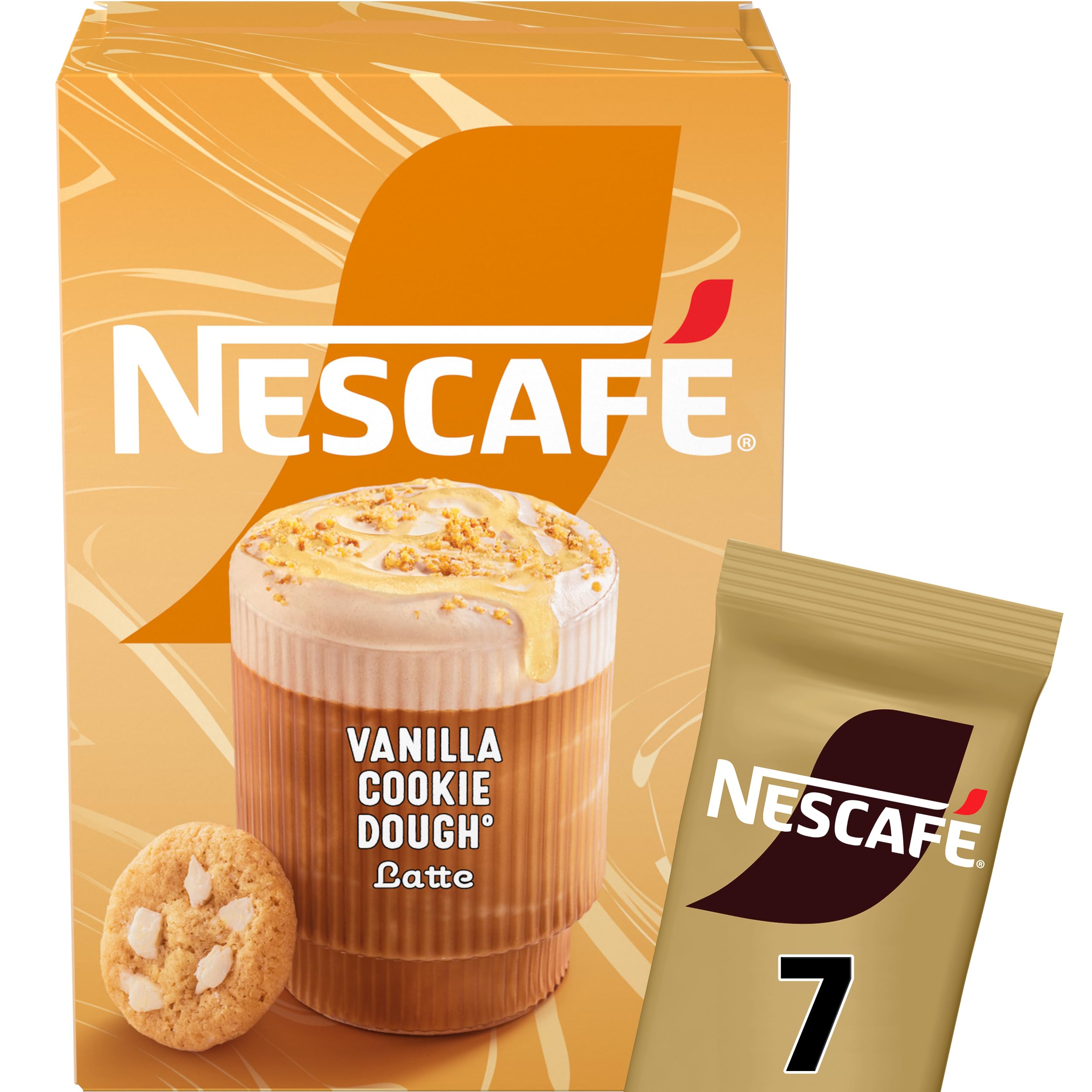 Nescafe Vanilla Cookie Dough Latte 7 x 19.5g Sachets, 100% Responsibly Sourced Coffee