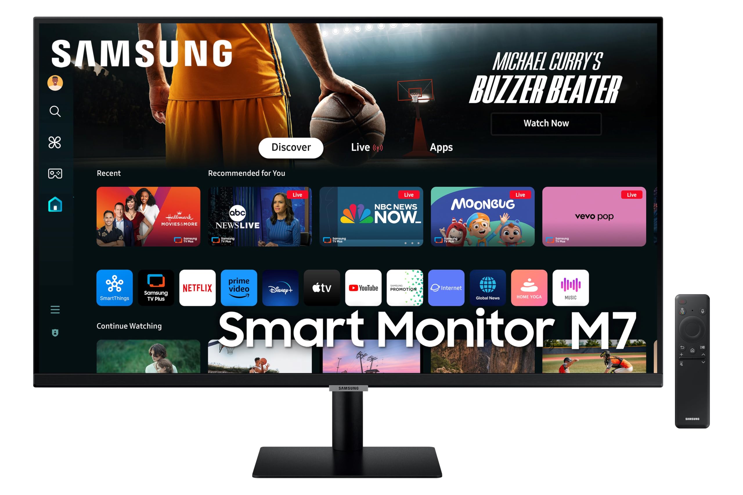 Samsung 32-Inch(80cm) M7 UHD 4K Smart Monitor, 3840 x 2160, 60 Hz, OTT Apps, IoT Hub, Office 365, Workout Tracker, Multiple Ports, Speakers, Remote, Wi-Fi, Bluetooth (LS32DM700UWXXL, Black)