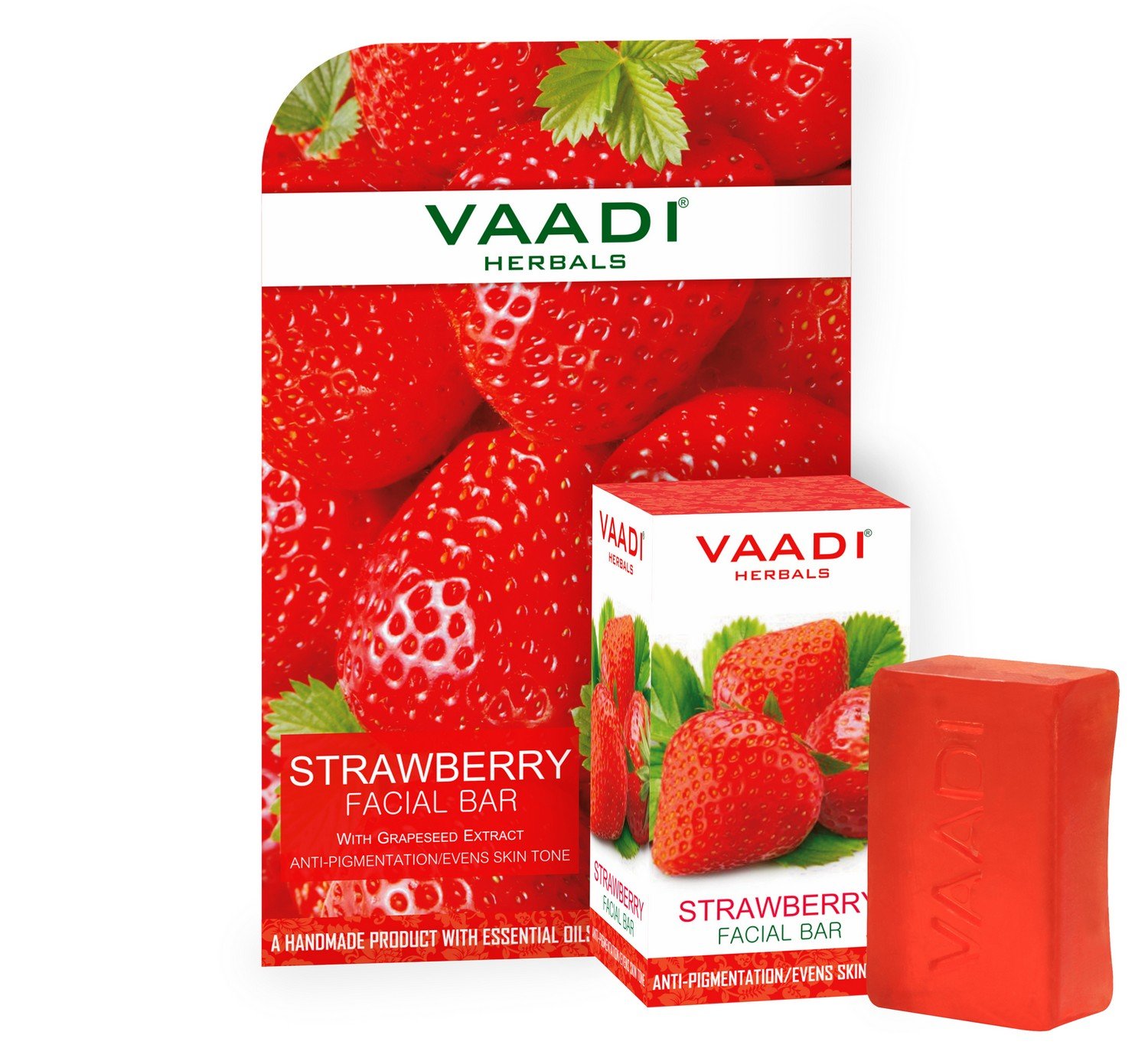 Vaadi HerbalsStrawberry Facial Bar with Grapeseed Extract, 25g