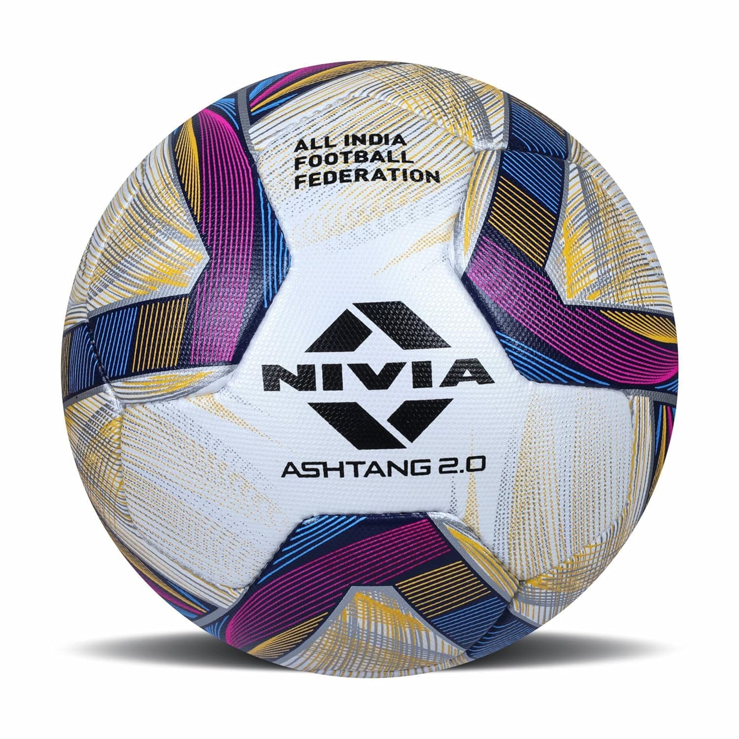 Nivia Ashtang 2.0 FIFA PRO, Football, 8 Panel, PU Micro Leather, Hand Stitched, Suitable for Soft& Wet Ground,Hard Ground with Grass & Artifical Turf, ISL Football (Multicolor) Size - 5