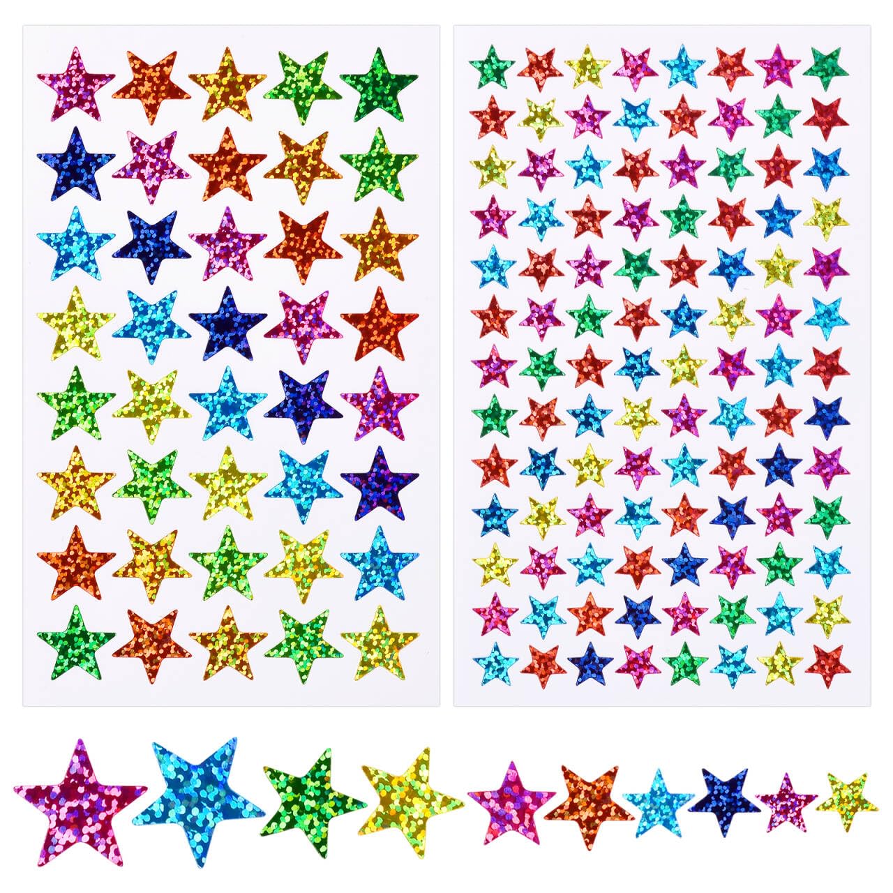 2040 Pcs Star Stickers, 5 Sizes Small Stars Stickers for Kids Reward, Sparkly Holographic Stickers, Glitter Foil Stickers for Behavior Reward Chart and DIY Decoration