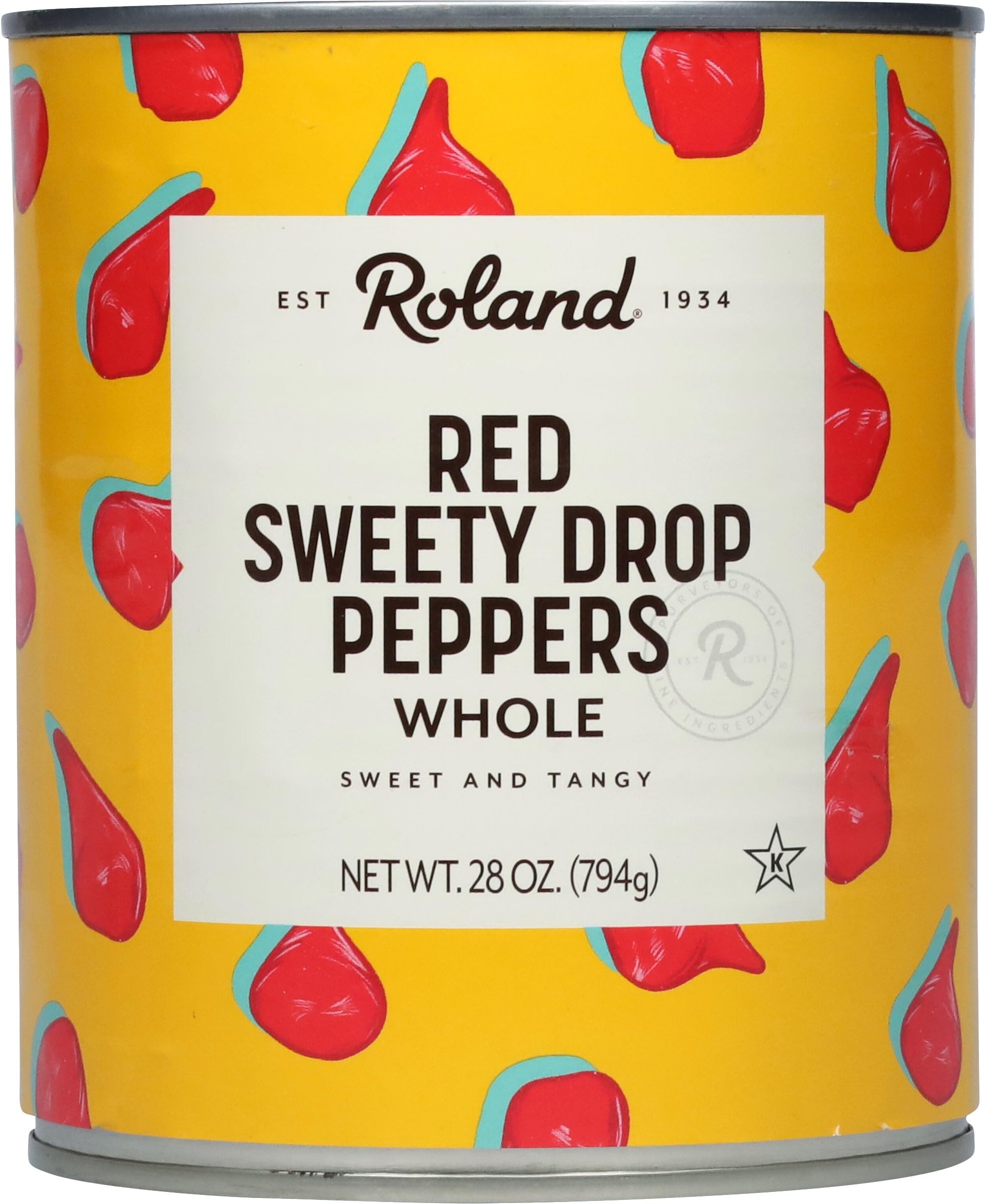 Roland Foods Red Sweety Drop Peppers, Specialty Imported Food, 28 Ounce Can, Pack of 1