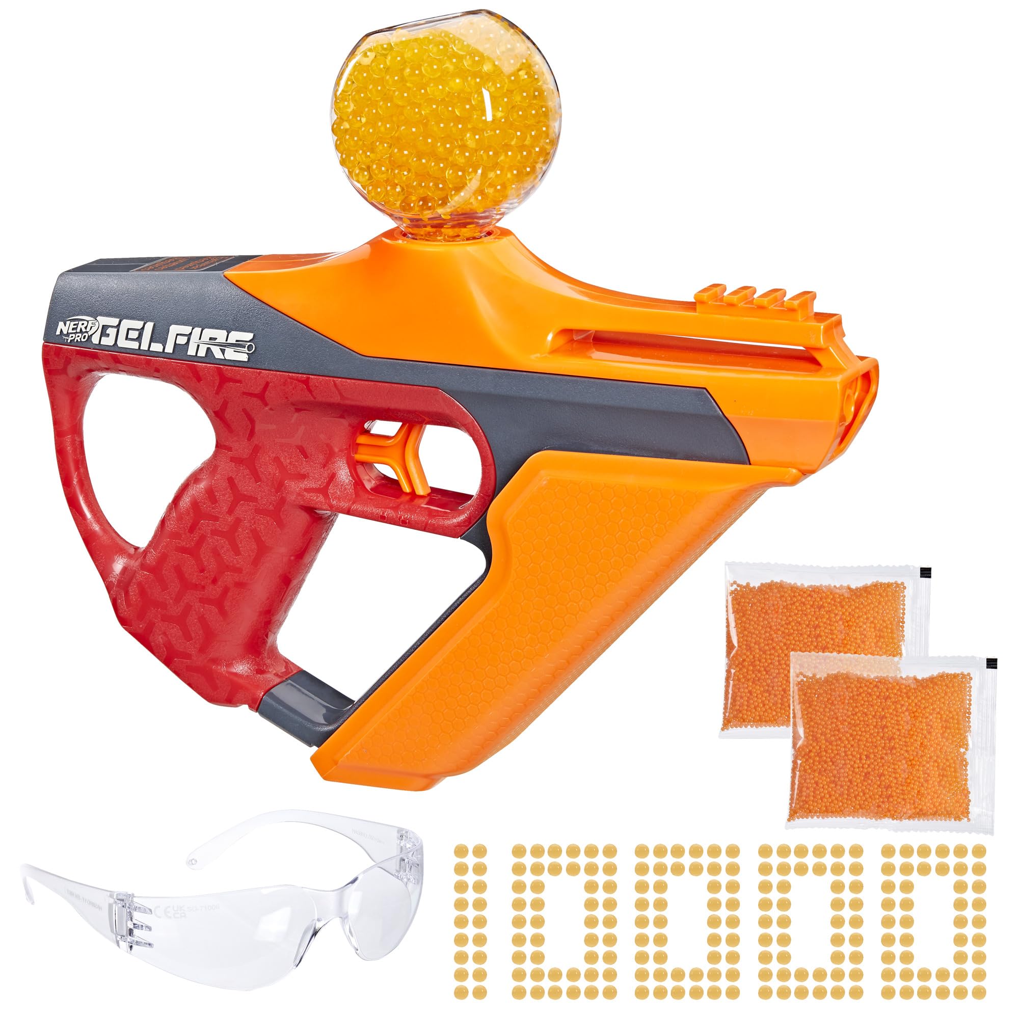 Nerf Pro Gelfire Uproar Full Auto Blaster, 150 FPS, 10,000 Gelfire Rounds, 400 Round Hopper, Eyewear, Ages 14+